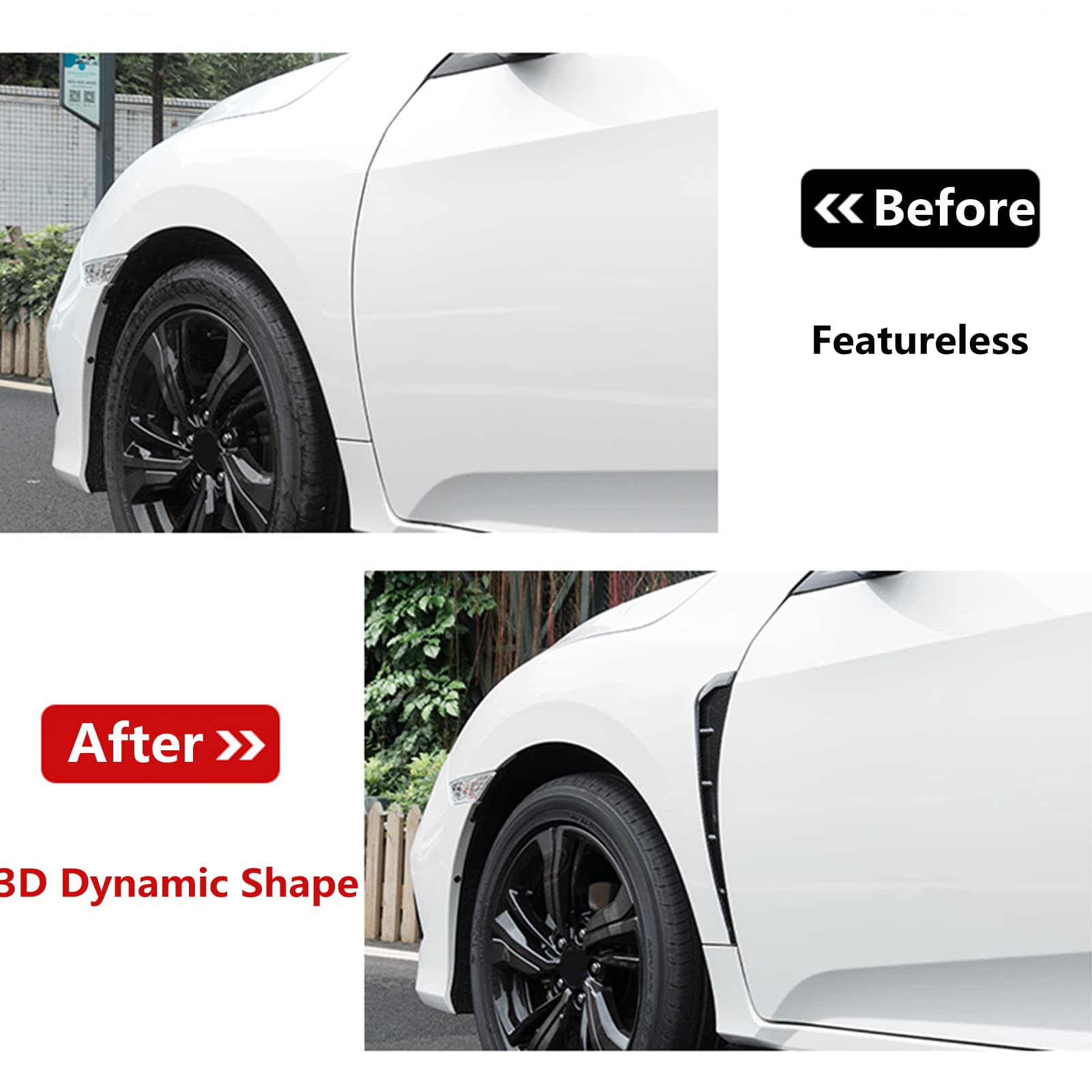 Qiilu Car Side Vents, 2 Pcs Air Vent Trim Cover, Decorative Stickers, Car Hood Vent Scoop Kit For Honda Etc