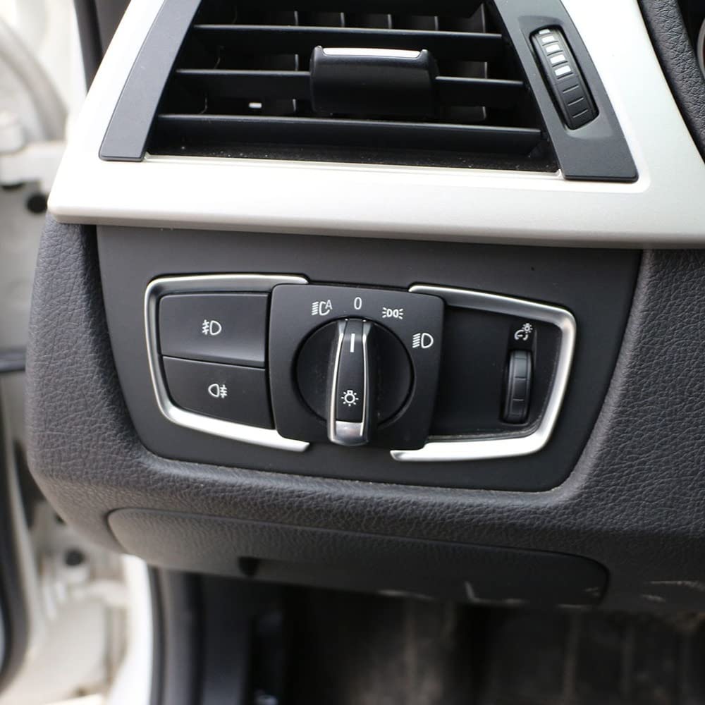 Qiilu Headlight Control Panel Sticker, Car Interior Accessories Headlight Switch Frame Trim Cover for 1 2 3 4 X5 X6 Series F20 F