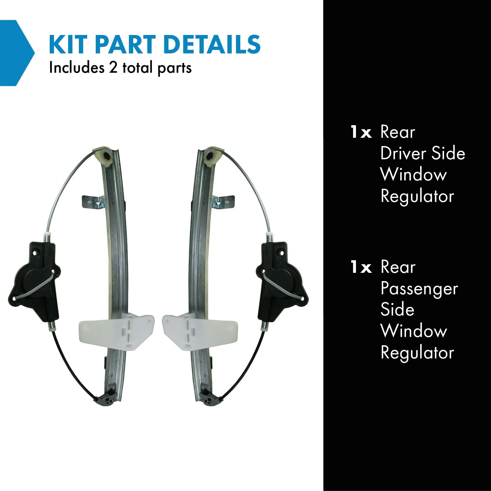 Trq Rear Power Window Regulator Set Compatible With 2004-2008 Nissan Maxima