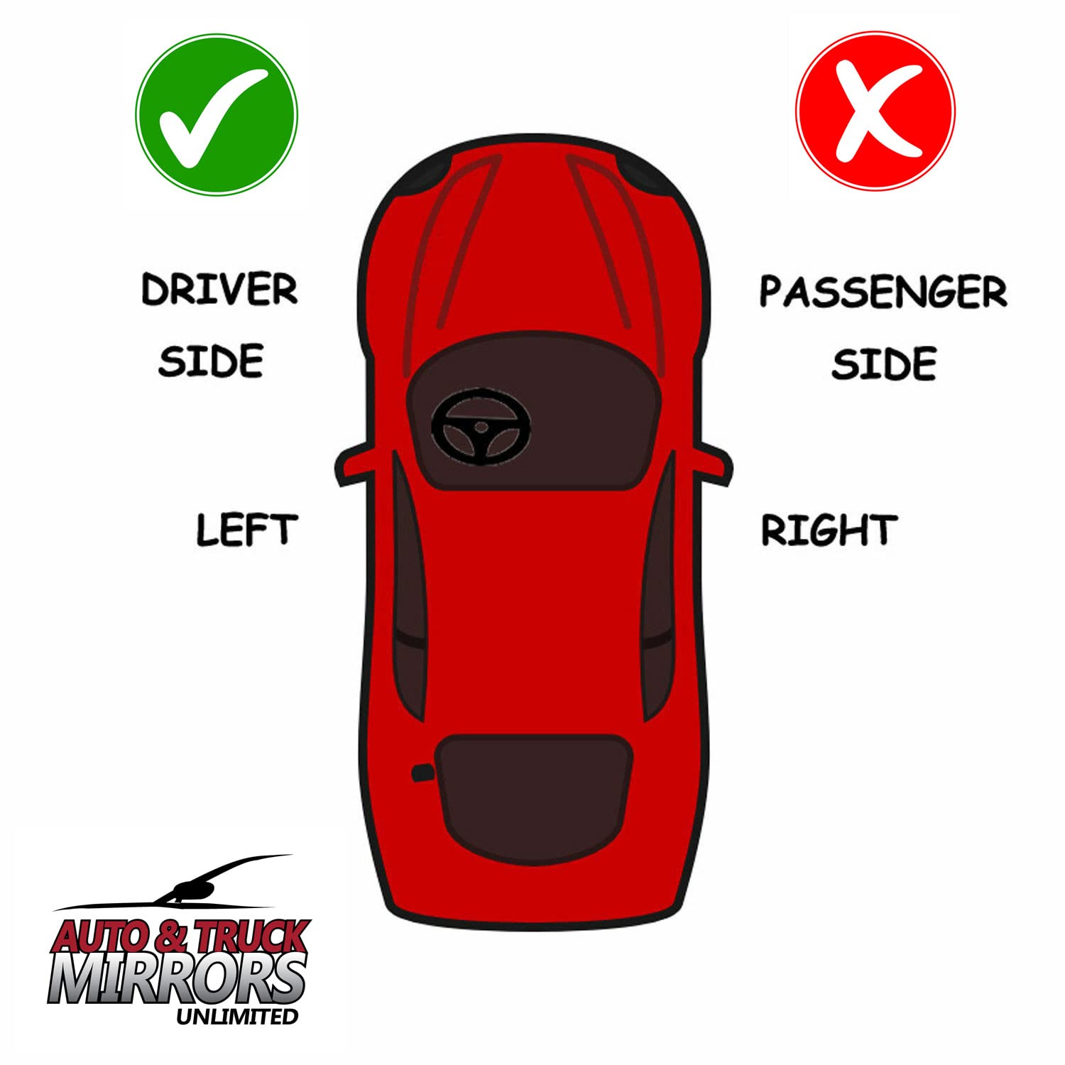 Mirror Glass + Full Size Adhesive Pad For 2008-2021 Dodge Challenger Driver Side Replacement (2008 2009 2010 2011 2012 2013 2014 2015 2016 2017 2018 2019 2020 2021)