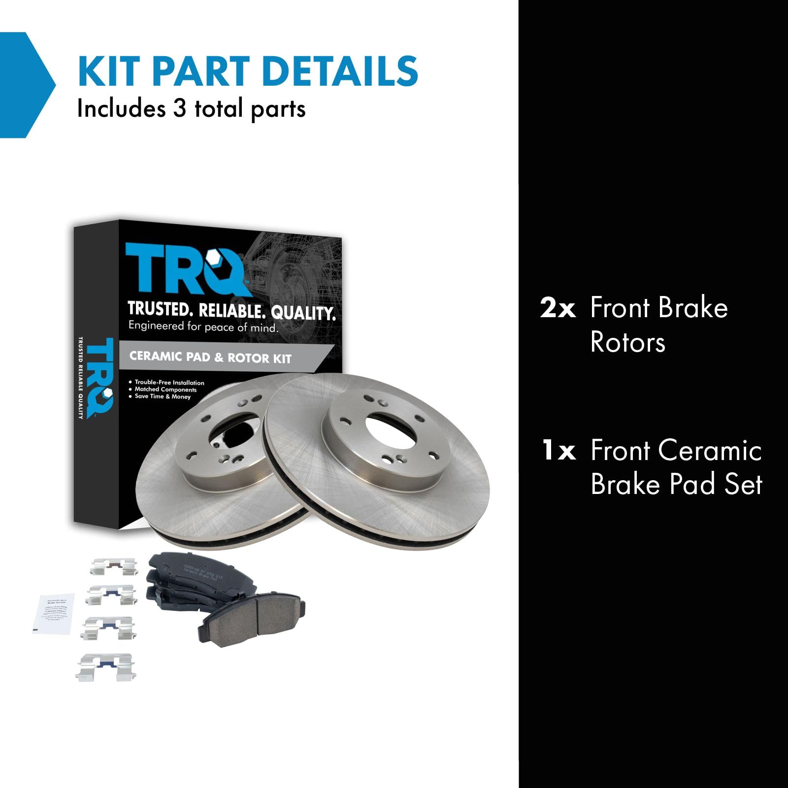 Trq Front Brake Pad & Rotor Kit Brake Pads Brake Rotor Ceramic Compatible With 2003-2007 Honda Accord 2006-2010 Civic