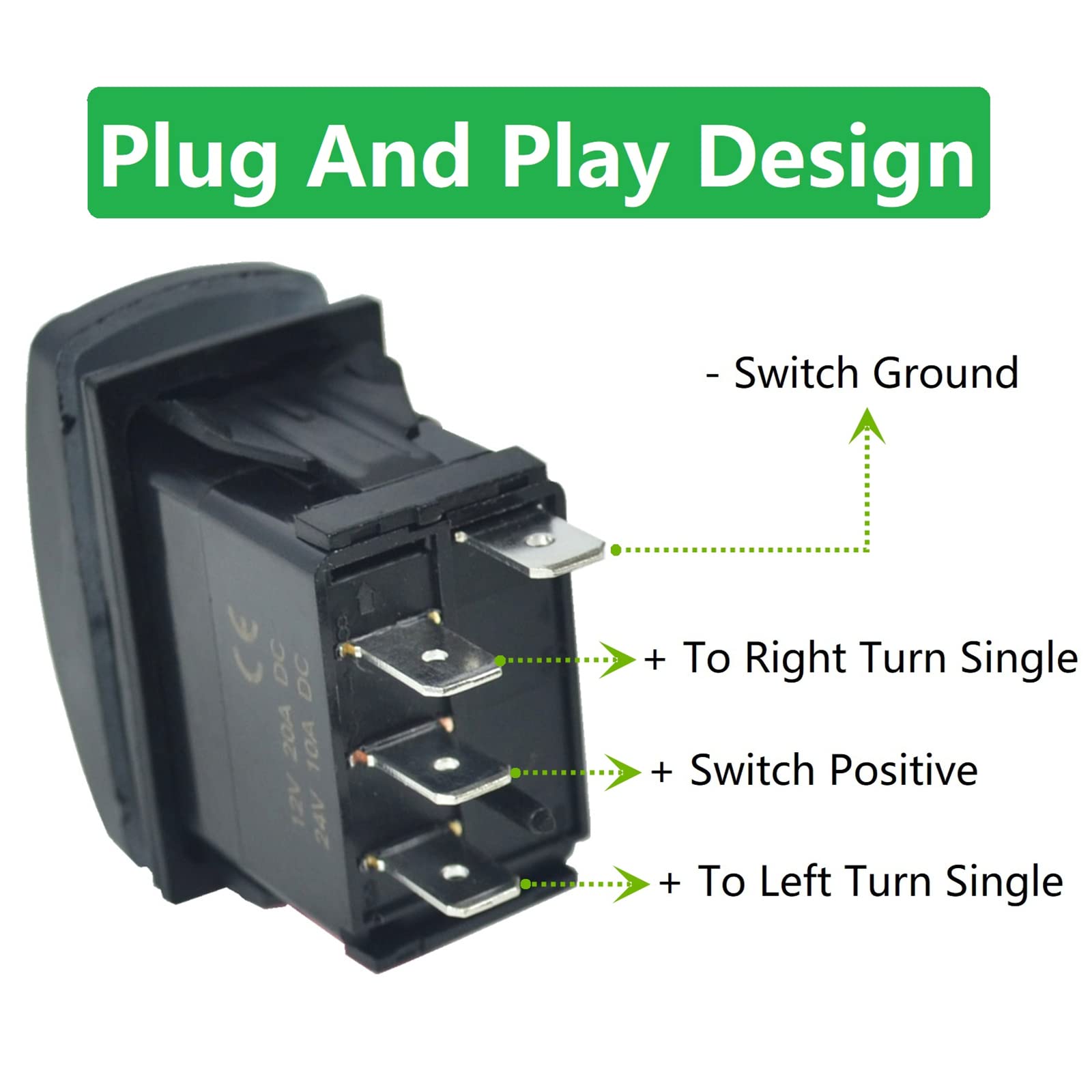 Turn Signal Rocker Switch And Flasher Relay Combo Kit For Atv Utv Rv Boat Off-Road Truck Tractor Motorcycle 4Pin Ip67 On/Off/On Universal Motor Internal Switch