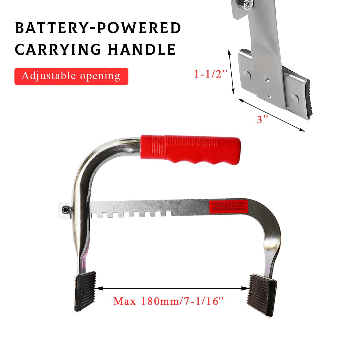 Gasedin Battery Carrier, Adjustable to 7 Battery Rack with Non-Slip Rubber Pads, Carrying Gripper for Top Post or Side Post Ba