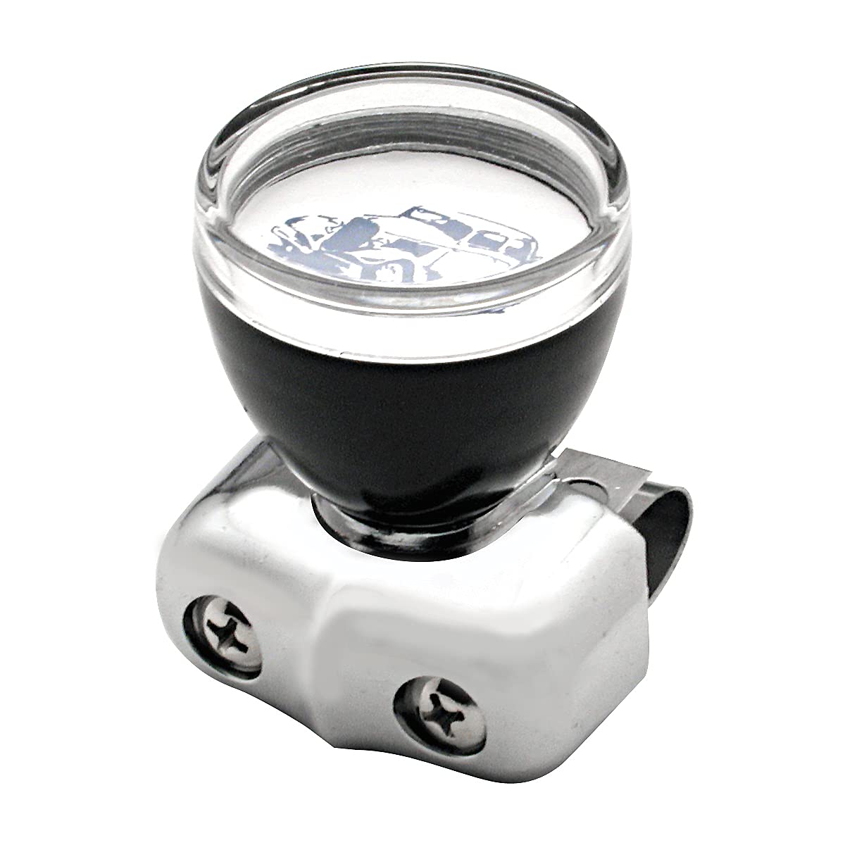 United Pacific 70109 Steering Wheel Spinner w/Clear Removable Top, Diecast Base, Adjustable Straps for 3/4 to 1-1/4 Steering Whe