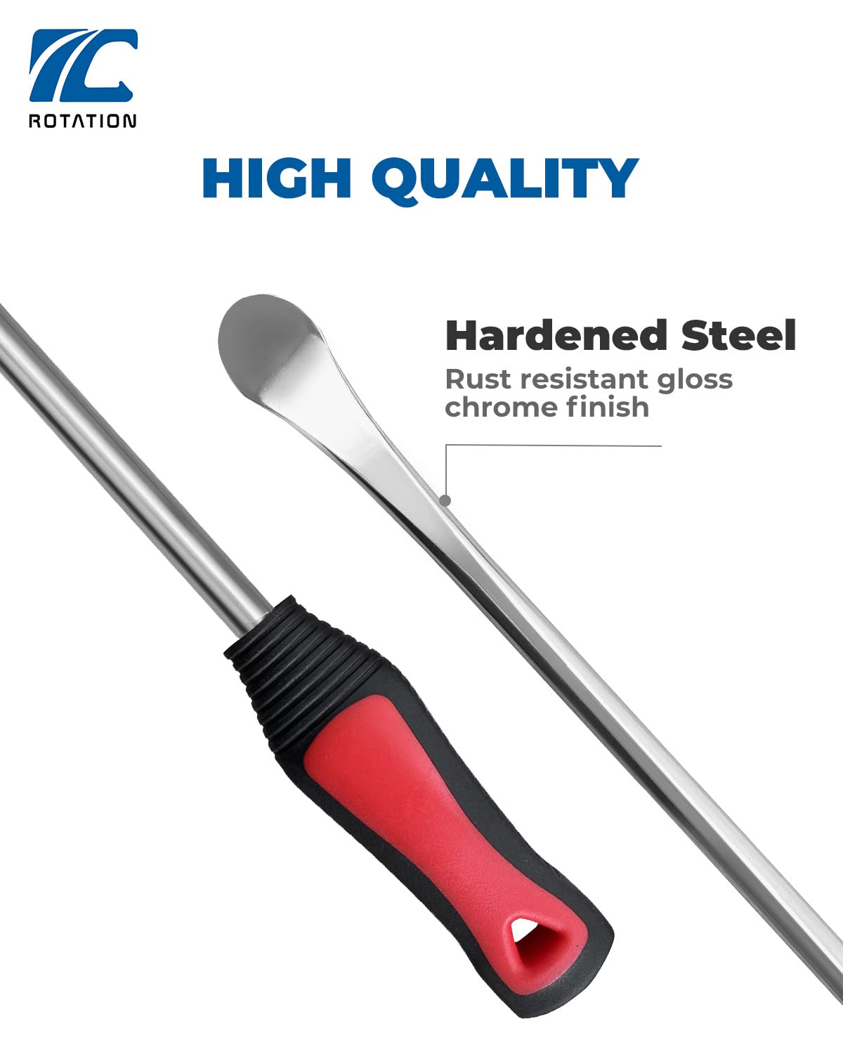 Rotation Tire Lever Iron Tool Kit, 14.5 Inch Steel, Professional Tire Changing Tools For Motorcycle, Dirt Bike, Lawn Mower | 3-Piece Set