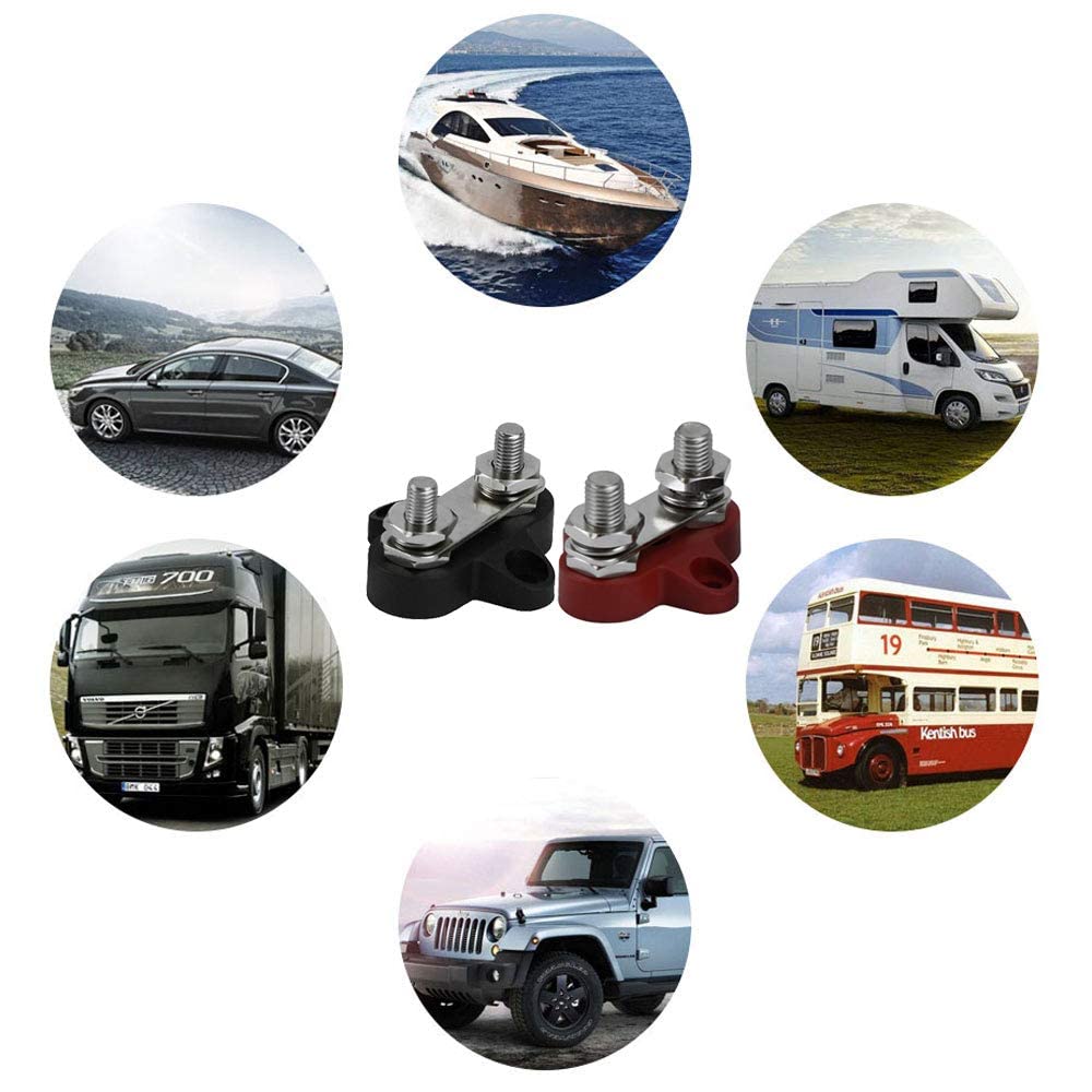 Heart Horse Bus Bar Terminal Block, Power Stud Battery Junction Post 1/4'' Power Distribution Block Positive Negative for Truck