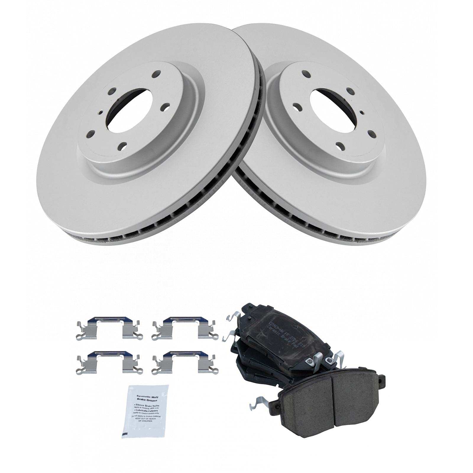 Trq Front Brake Pad & Rotor Kit Brake Pads Brake Rotor Ceramic Vented Premium G-Coated Compatible With 2003-2005 Infiniti Fx35 F