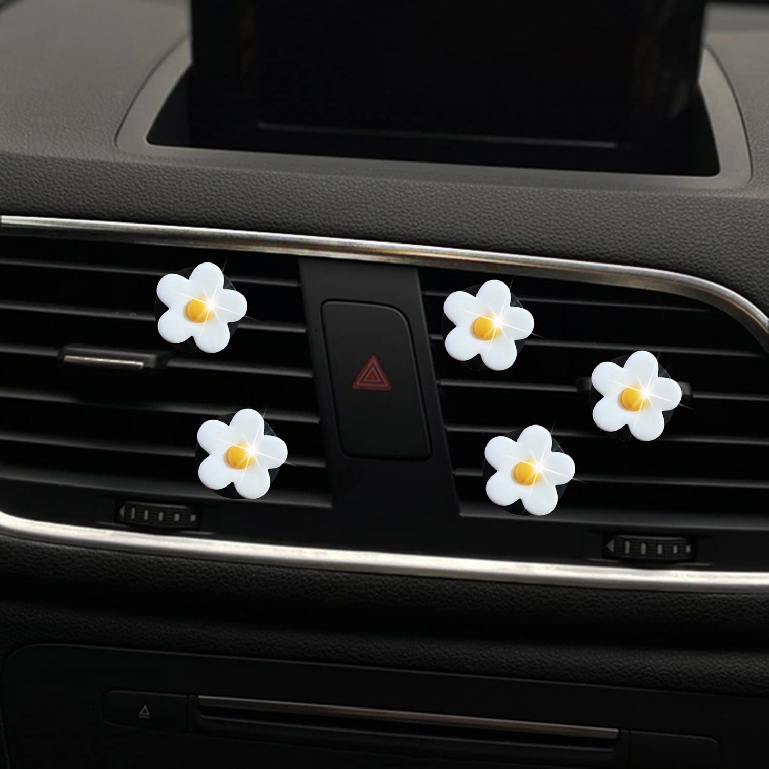 Ntrr Cute Daisy Vent Clips, 5 Pcs White Flower Car Air Fresheners For Women Daisy Car Diffuser Vent Clips Car Interior Decor Cut