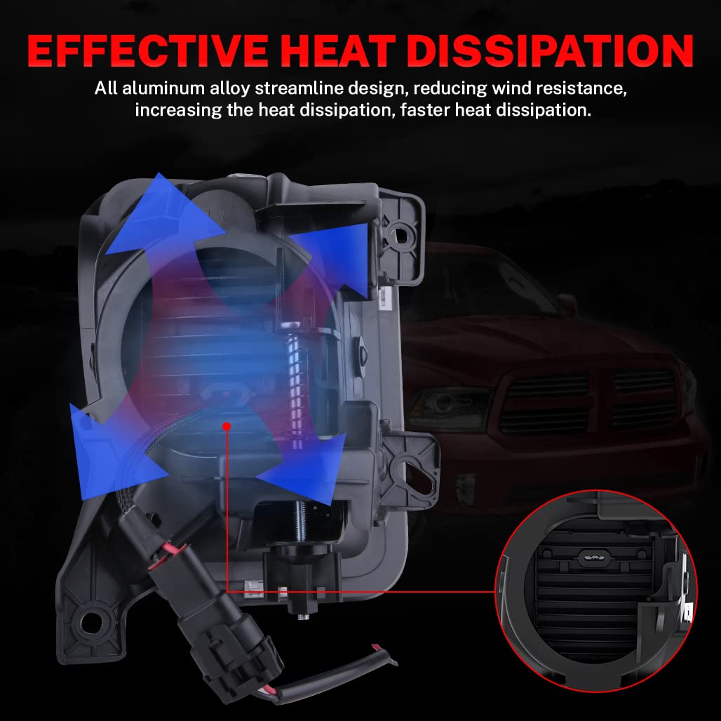 Z-Offroad New Version Led Fog Lights Compatible With Dodge Ram 1500 2013 2014 2015 2016 2017 2018 Bumper Driving Fog Lamps Replacement - 1 Pair Black