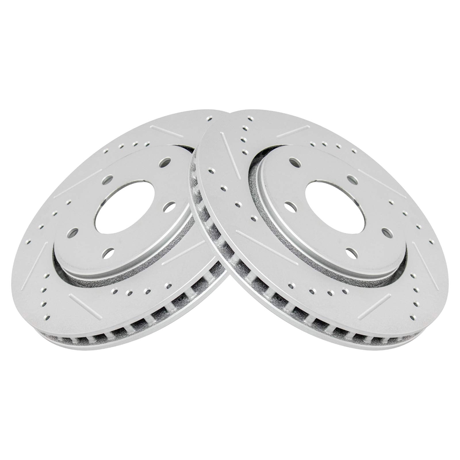 Trq Front Performance Brake Rotor Drilled Slotted Pair Set For 2012-2014 Cargo Van / 2008-2016 Grand Caravan / 2009-2013 Journey