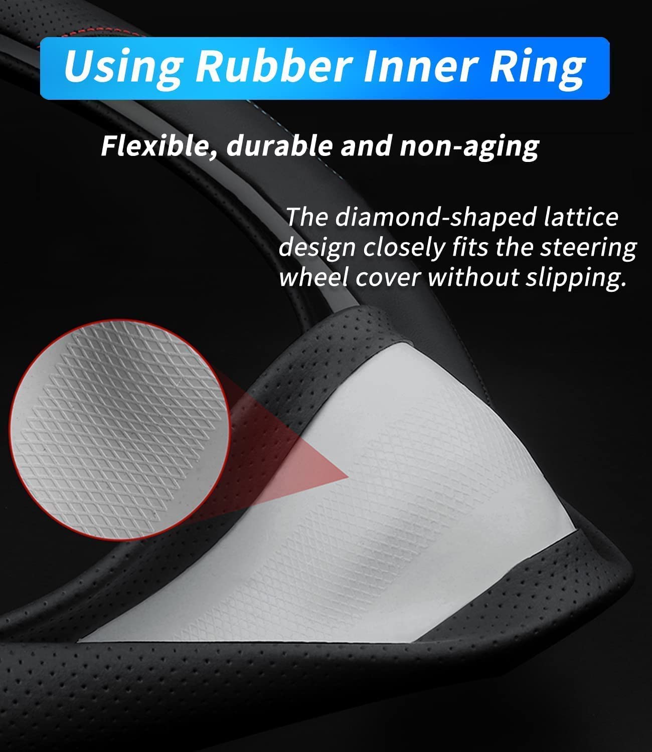 Custom-Fit For Bmw Steering Wheel Cover, Premium Leather Car Steering Wheel Cover With Logo, Non-Slip, Breathable, For B-Mw Acce