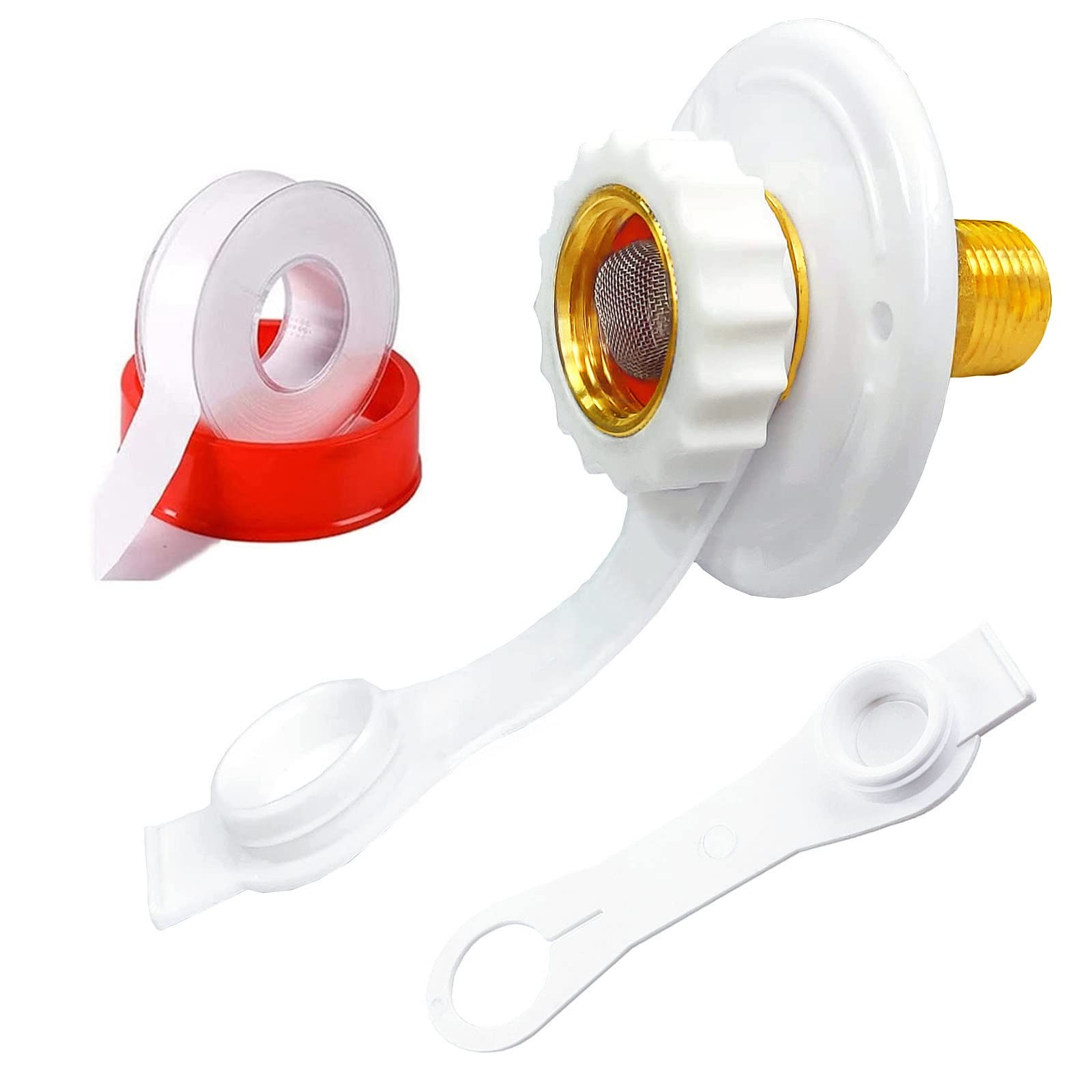 Water City Inlet For Rv, Rv City Water Inlet With Check Valve 34 Nh Female To 12 Npt Male Lead-Free Brass Rv City Water Flange B