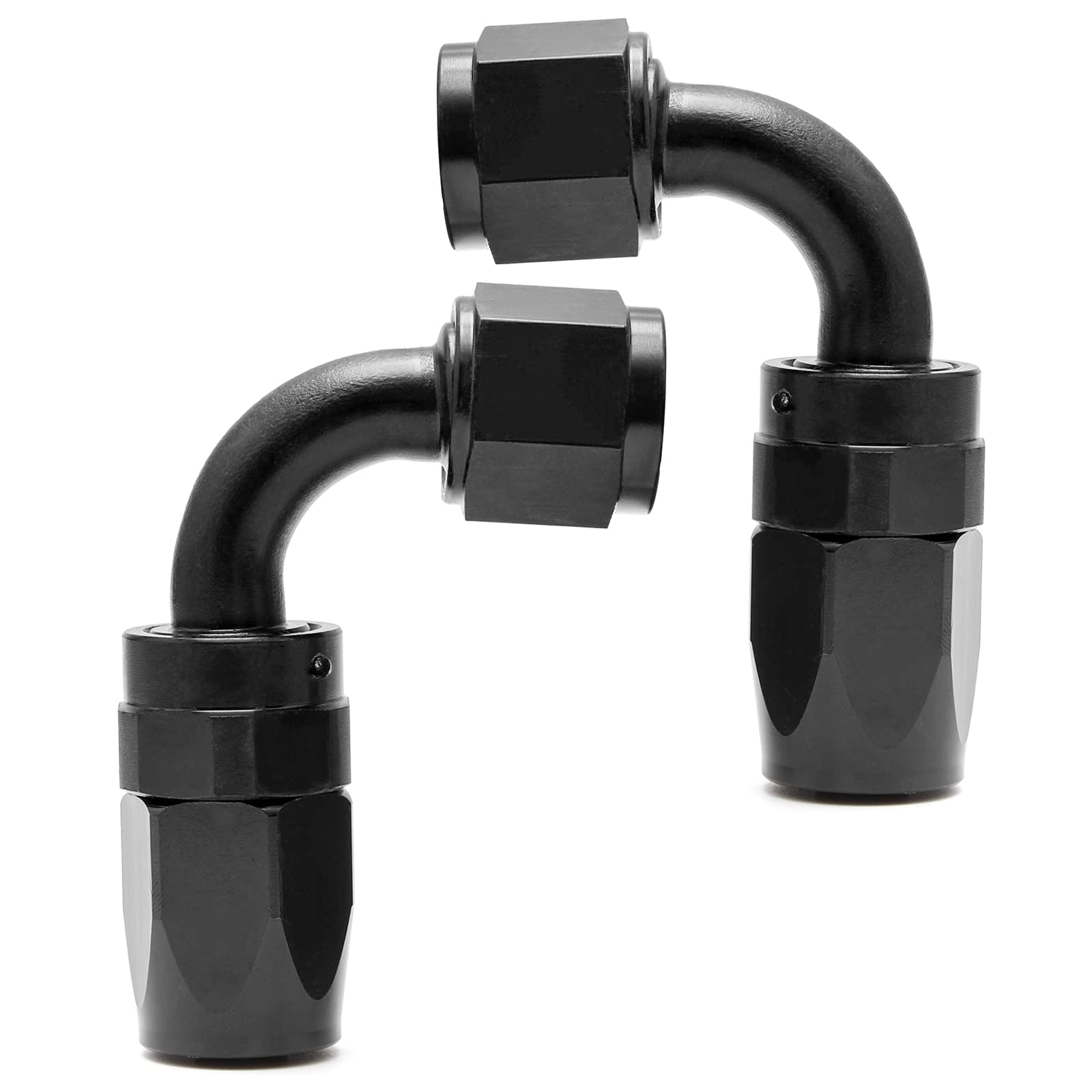 Shineyoo 10An 90 Degree Swivel Hose End Fitting 2 Pcs For Braided Fuel Oil Line End 10An Fittings Aluminum Black