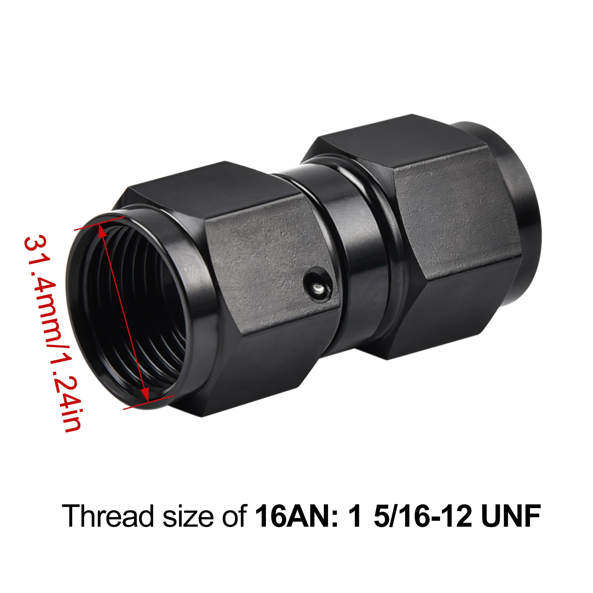 Evil Energy 16An Female To 16An Female Straight Swivel Coupler Union Fitting Adapter Aluminum Black