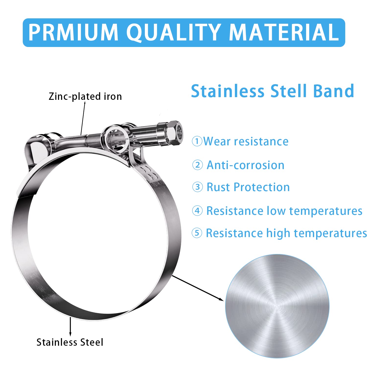 PEROMI 2 Pack 3 Inch T Bolt Hose Clamps Working Range 83-91mm for 3 Inch Hose ID, Stainless Steel Turbo Intake Intercooler Clamp