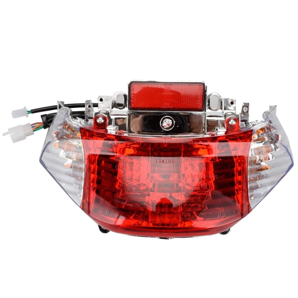 Hiaors 12V 5W Tail Light Turn Signal Lamp Assembly For 4-Stroke Gy6 49Cc 50Cc Sunny Jonway Roketa Baja Icebear Shenke Chuanl Taotao Atm50 Baja Sc50 Wolf Rx-50 Baccio Heat Chinese Scooter Moped
