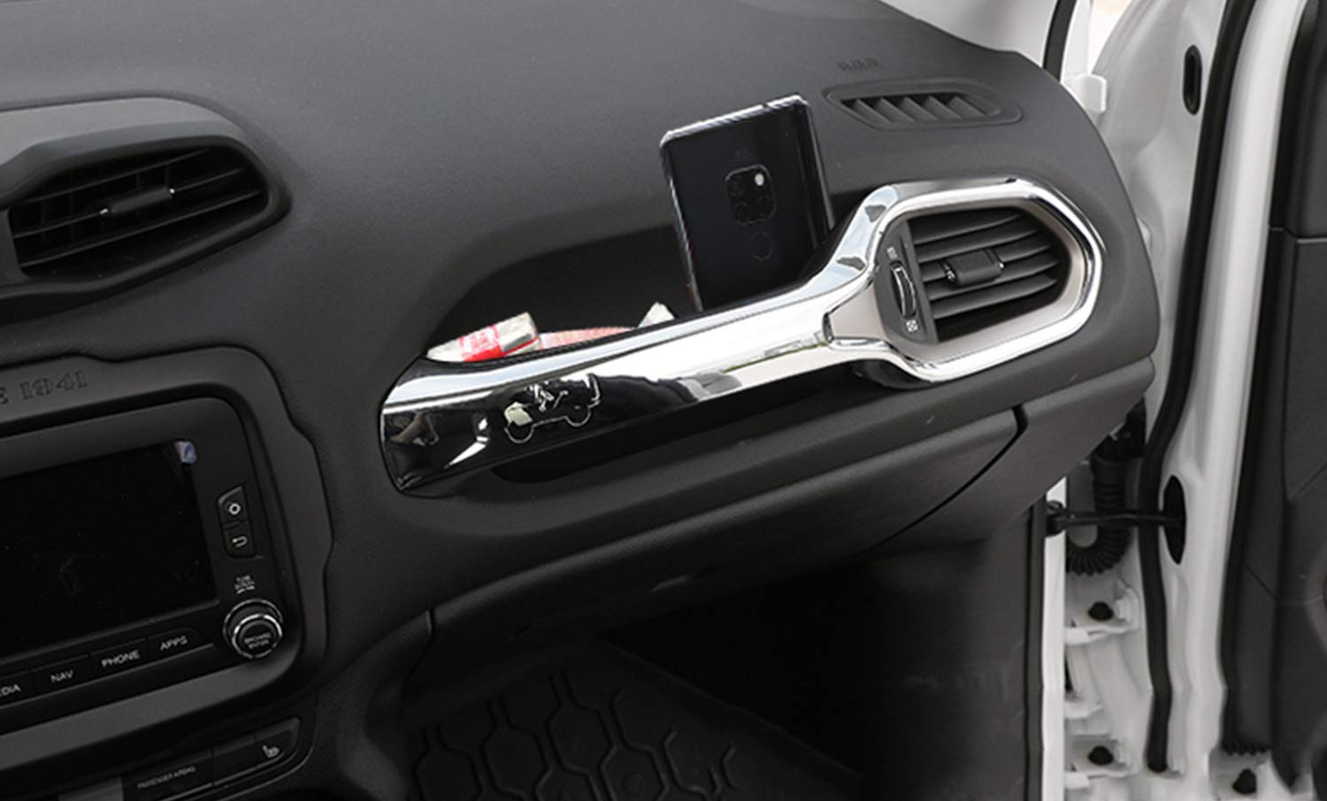 Yoctm Grabtray Interior Storage For Jeep Renegade 2015 2016 2017 2018 2019 2020 2021 2022 2023 Co-Pilot Grab Bar Storage Tray Organizer Box Phone Holder Accessories With Rubber Pad
