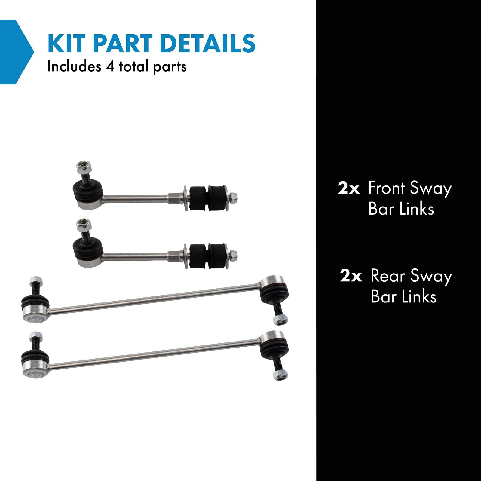 Trq Front & Rear Sway Bar Stabilizer Link Set Compatible With 2011-2017 Volvo S60 2016-2017 S60 Cross Country 2007-2015 S80 2015