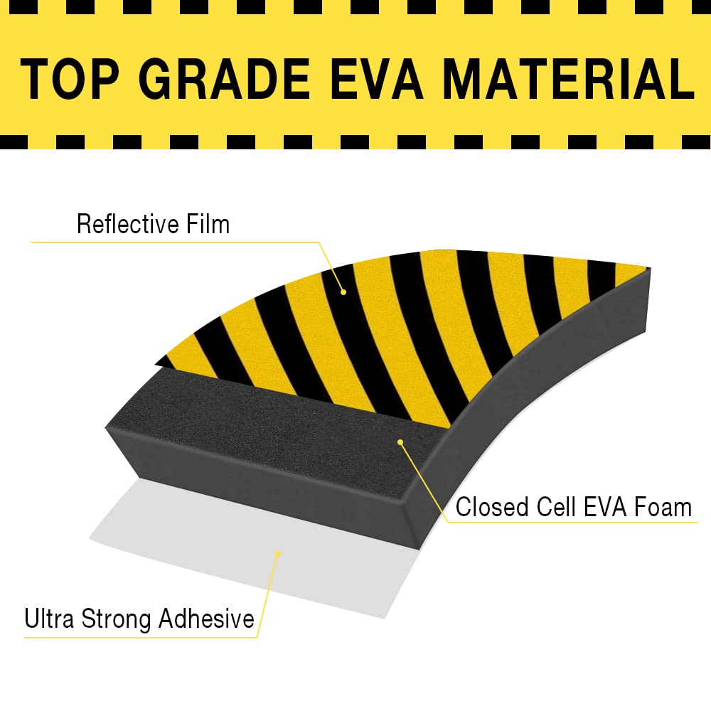 Guequitlex Garage Wall Protector Foam Wall Column Guard For Parking Garages - Reflective Wall Edge Protector - 4 Pack Pole Guard - Wall Edge And Bumpers Guards