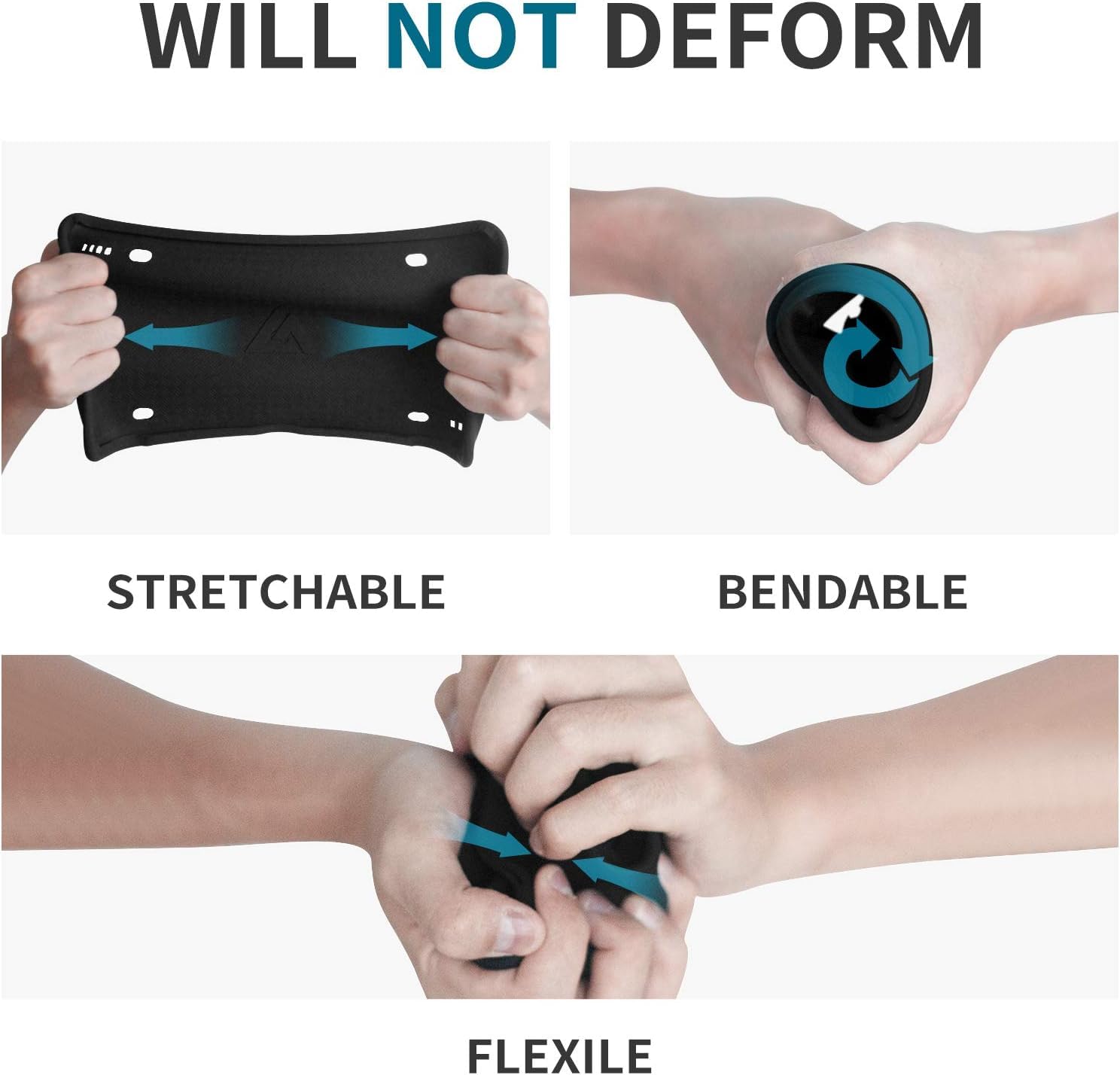 Aujen Silicone License Plate Frames Black, 2 Pack Car License Plate Frame, Universal US Car Black License Plate Holders Brackets