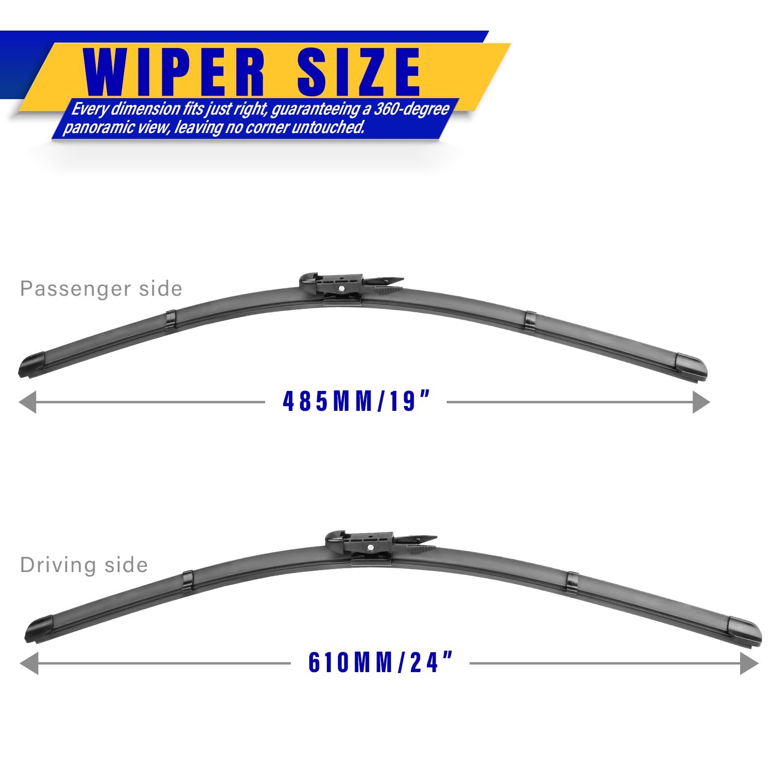 2 Wipers Replacement For Bmw 3-Series 4-Door E90 E91 F30 F31 F34 F80 M3 09/2009-2018 Audi A3 2005-2013, Windshield Wiper Blades Original Equipment Replacement - 24'/19' (Set Of 2) Pinch Tab