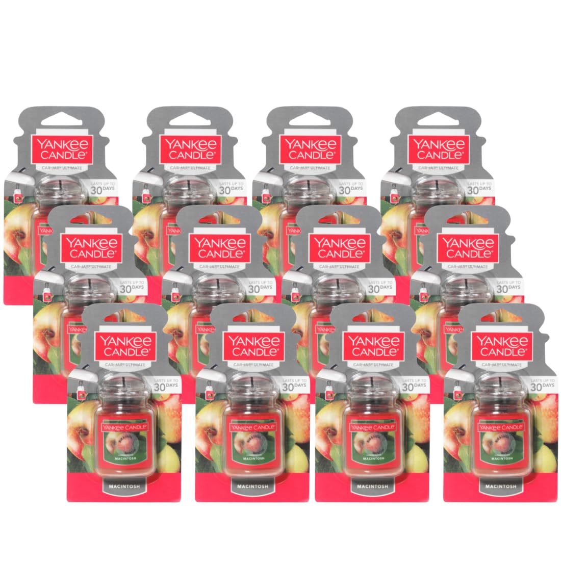 Yankee Candle Car Jar Ultimate, Macintosh, 0.96 OZ (Pack of 12)