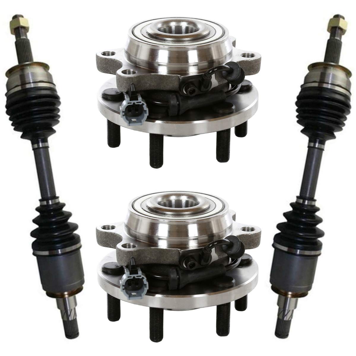 Autoshack Front Cv Axle Drive Shaft And Wheel Bearing Hub And Assembly 6 Lugs With Abs Set Of 4 Replacement For Suzuki Equator 2