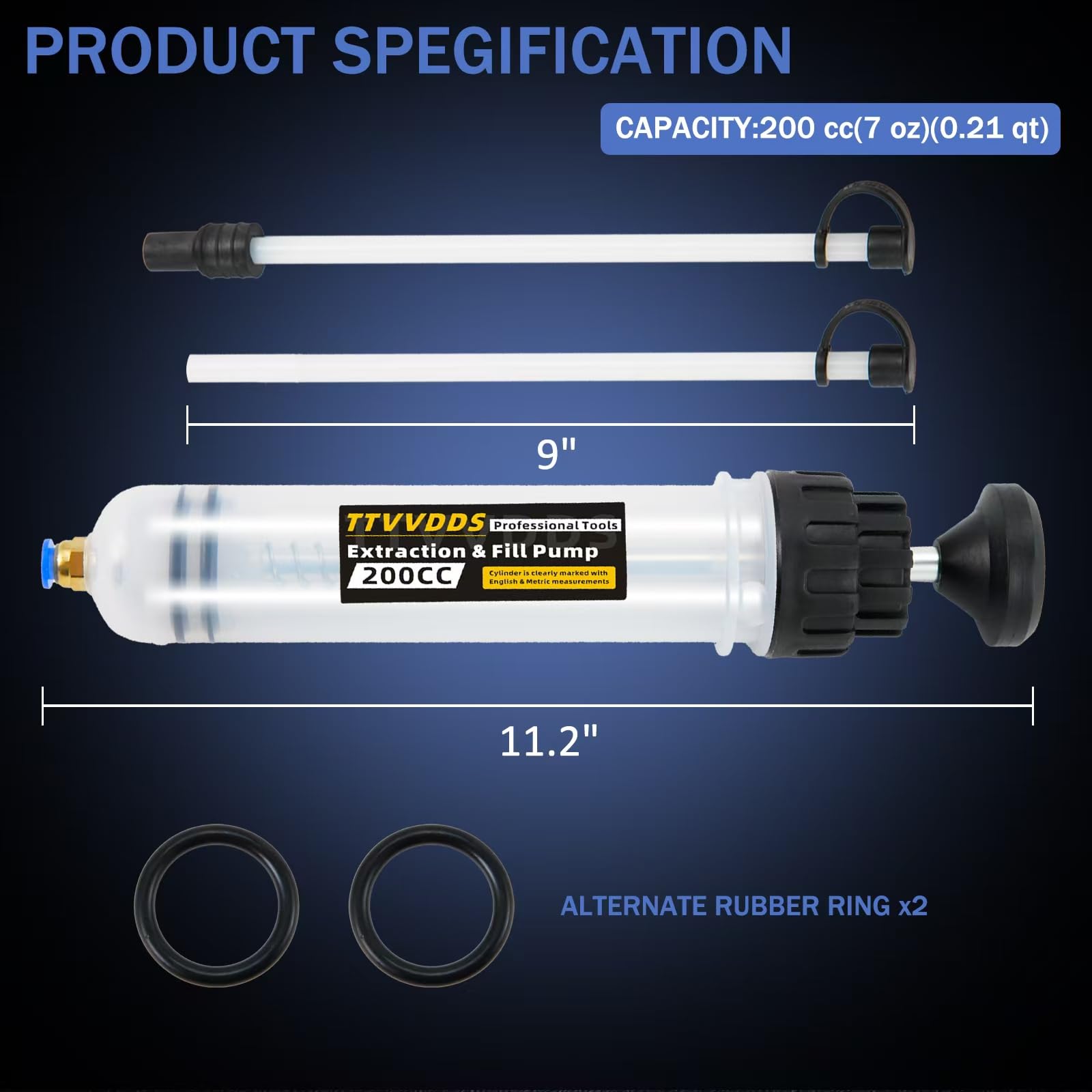 TTVVDDS Automotive Fluid Extractor Pump, 200 cc Oil Extractor Pump with Hose, Upgraded Oil Change Pump, Lightweight Oil Suction