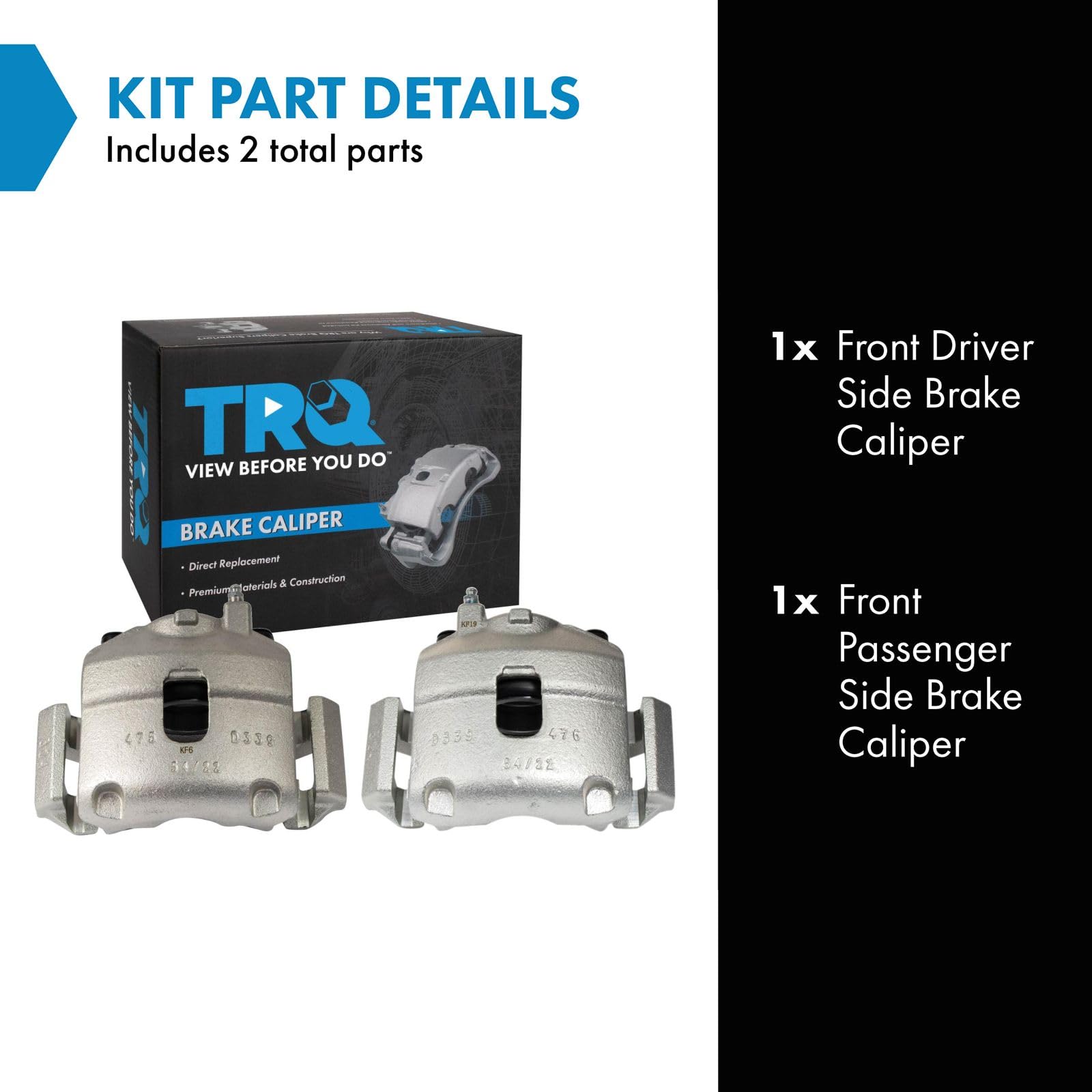 Trq Front Brake Caliper Set Compatible With 2012-2017 Fiat 500