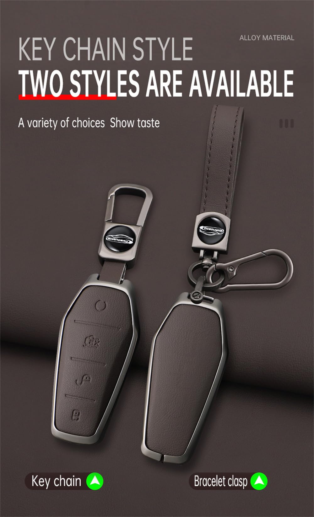 Tecart Metal Key Fob Cover With Keychain Fit For Byd Han Ev Tang Dm 4 Button Leather Car Key Case Protector Key Cover Black