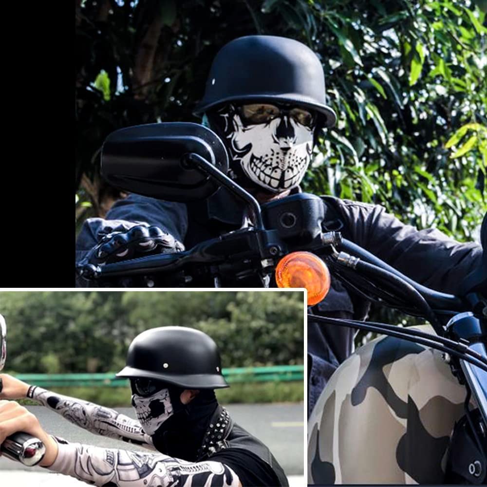 German Half Helmet,Adult Summer Handmade Personality Vintage Casco ,Motorcycle Helmet Scooter Cool Helmet for Men and Women (Bla