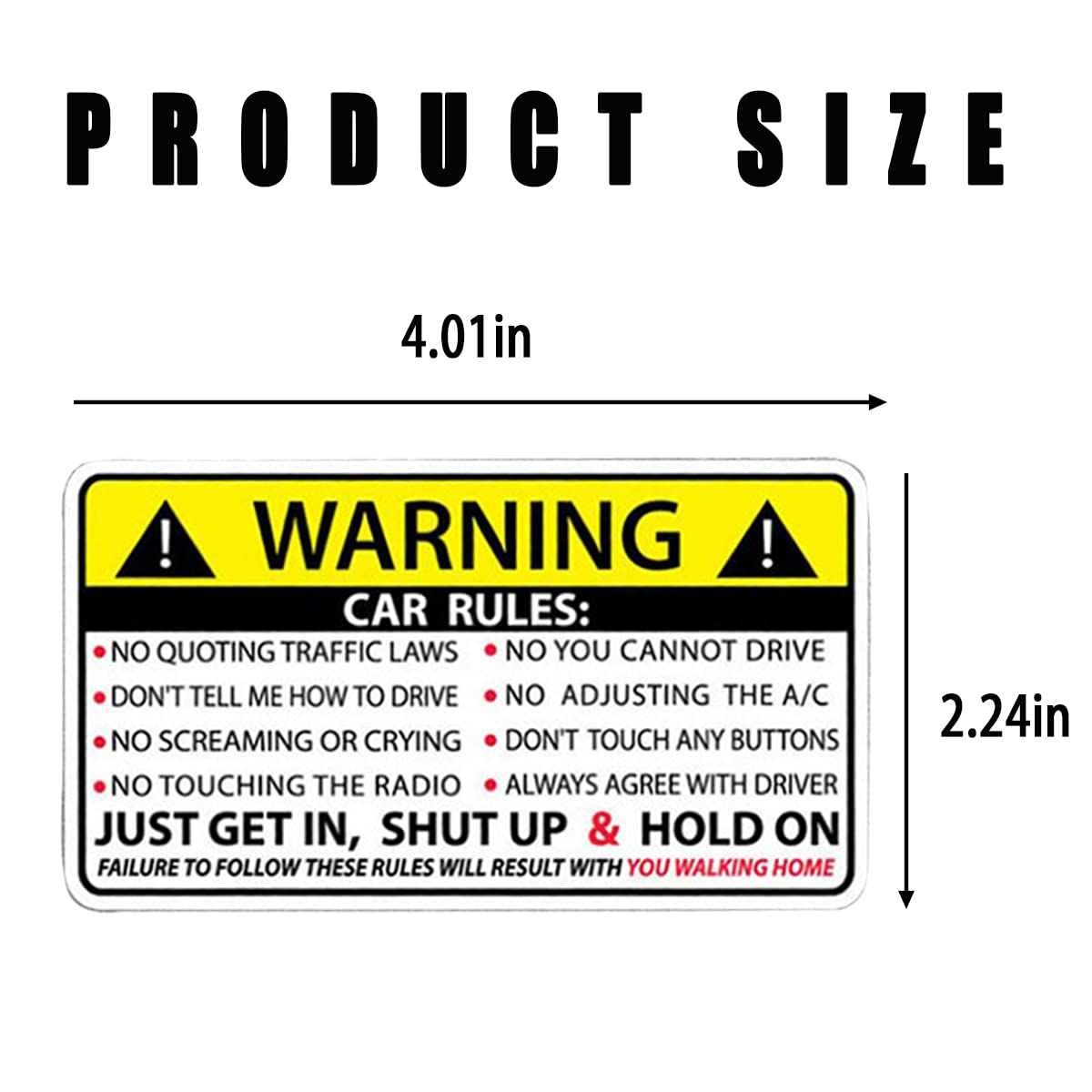 2Pcs Car Safety Warning Rules Stickers, Adhesive Vinyl Humor Decal For Car Truck Window Graphic Bumper, Funny Vehicle Decals Com