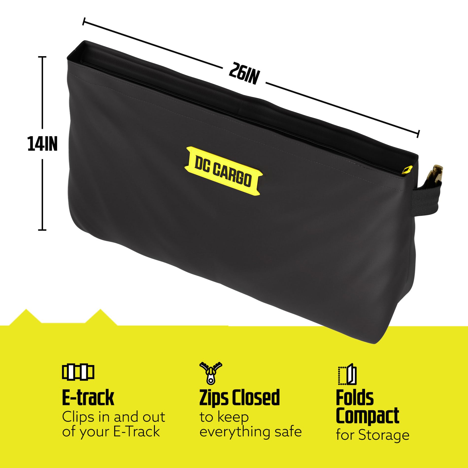 Dc Cargo Mall E-Track Storage Bag For Trailers - Heavy-Duty 14 In X 24 In Canvas Zippered E-Track Bag - Weight Capacity 50 Lb. - E-Track Accessories