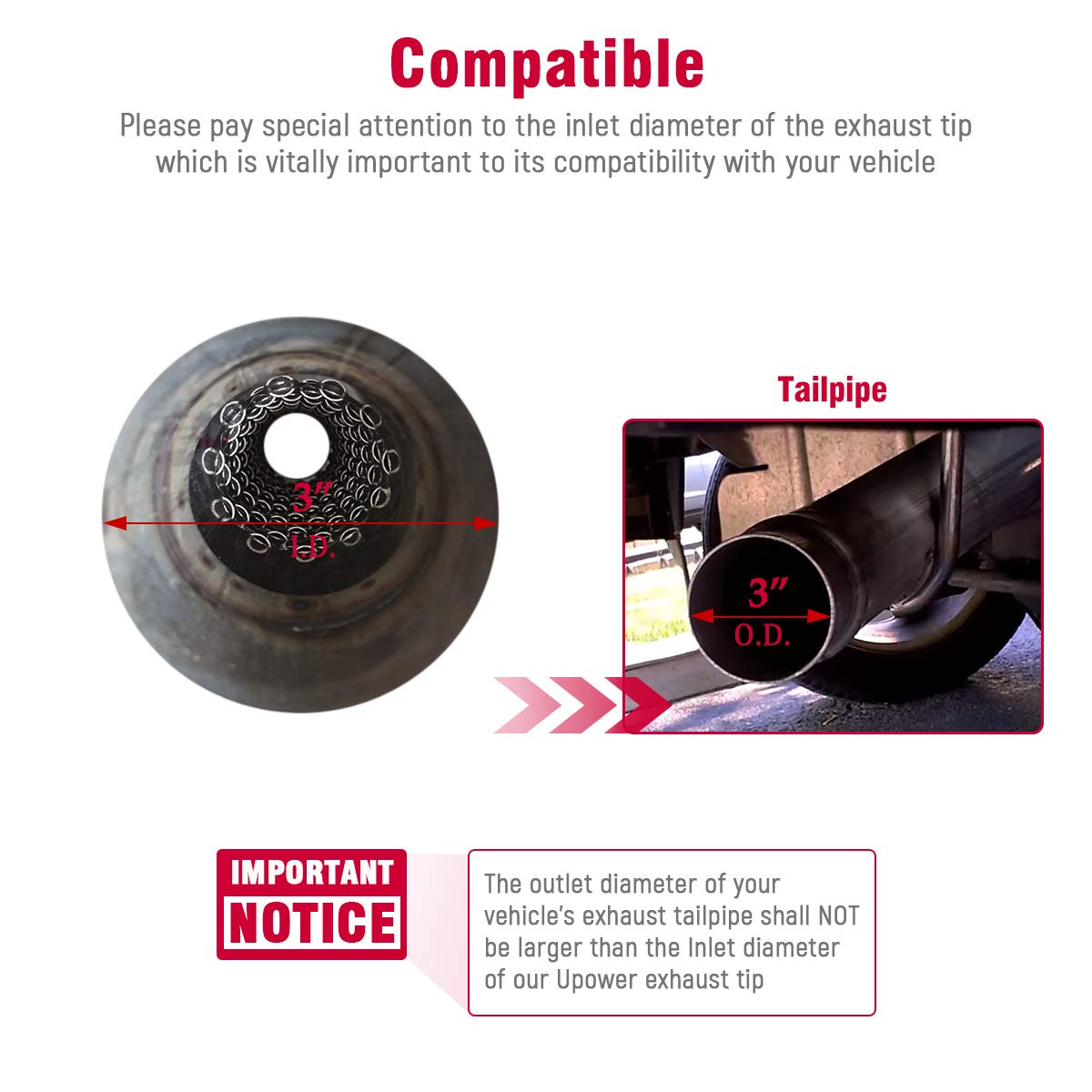 Upower 3 Inch Inlet/Outlet Exhaust Muffler, 3'' Inlet Resonator with 18'' Length Overall Length 22'' Resonator Great Tone Univer
