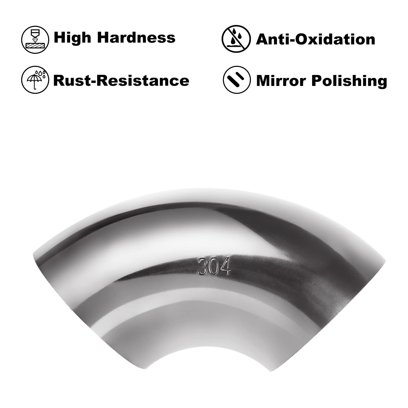 4 Pack 304 Stainless Steel Mandrel Bend Elbow, 90 Degree Exhaust Elbow Pipe, 2.5 Inch OD Mandrel Elbow, Thickness 16GA/.065'' fo