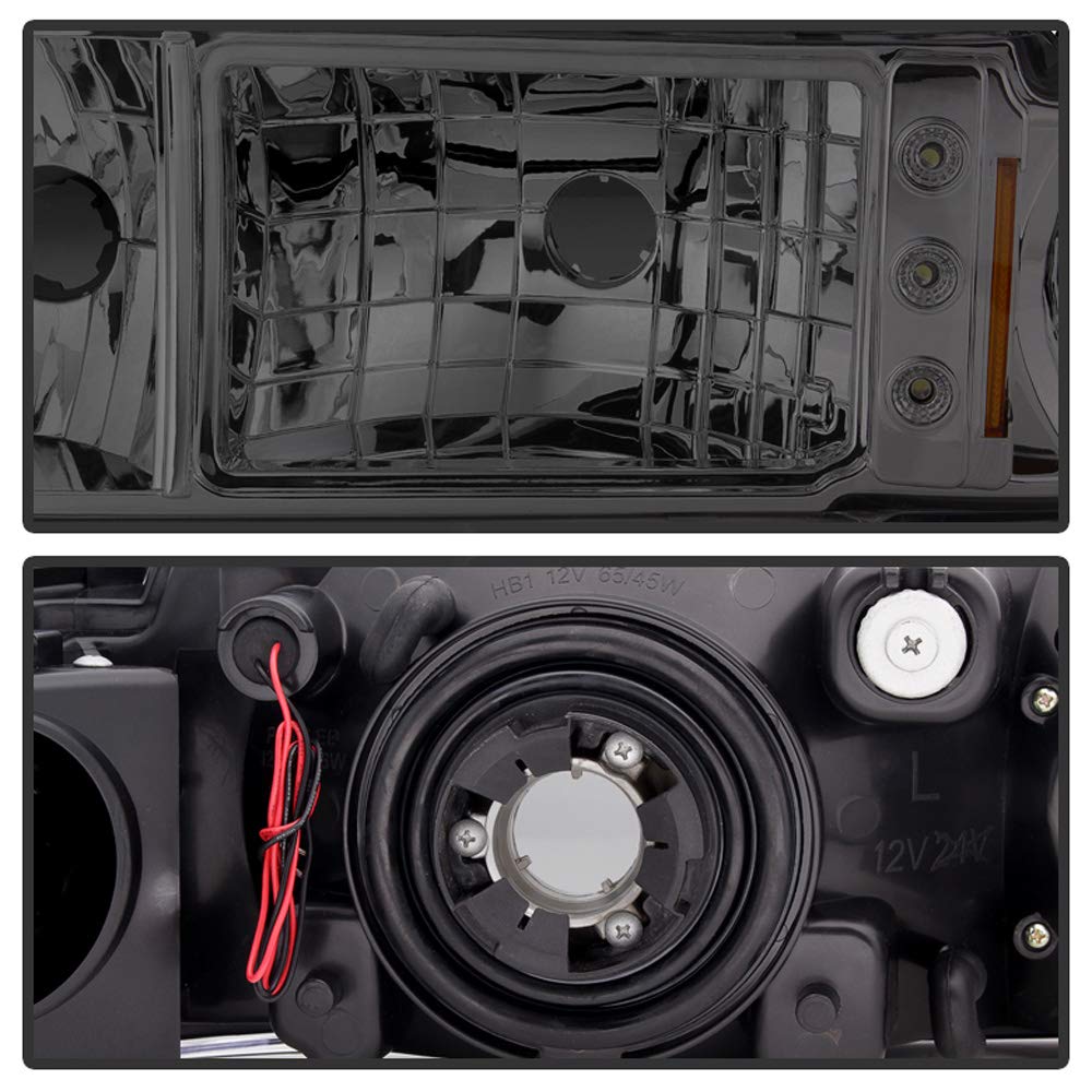 Acanii - For Smoke 1991-1996 Chevy Caprice Impala 2In1 Led Headlights Lights+Corner Signal Lamps Driver & Passenger Side