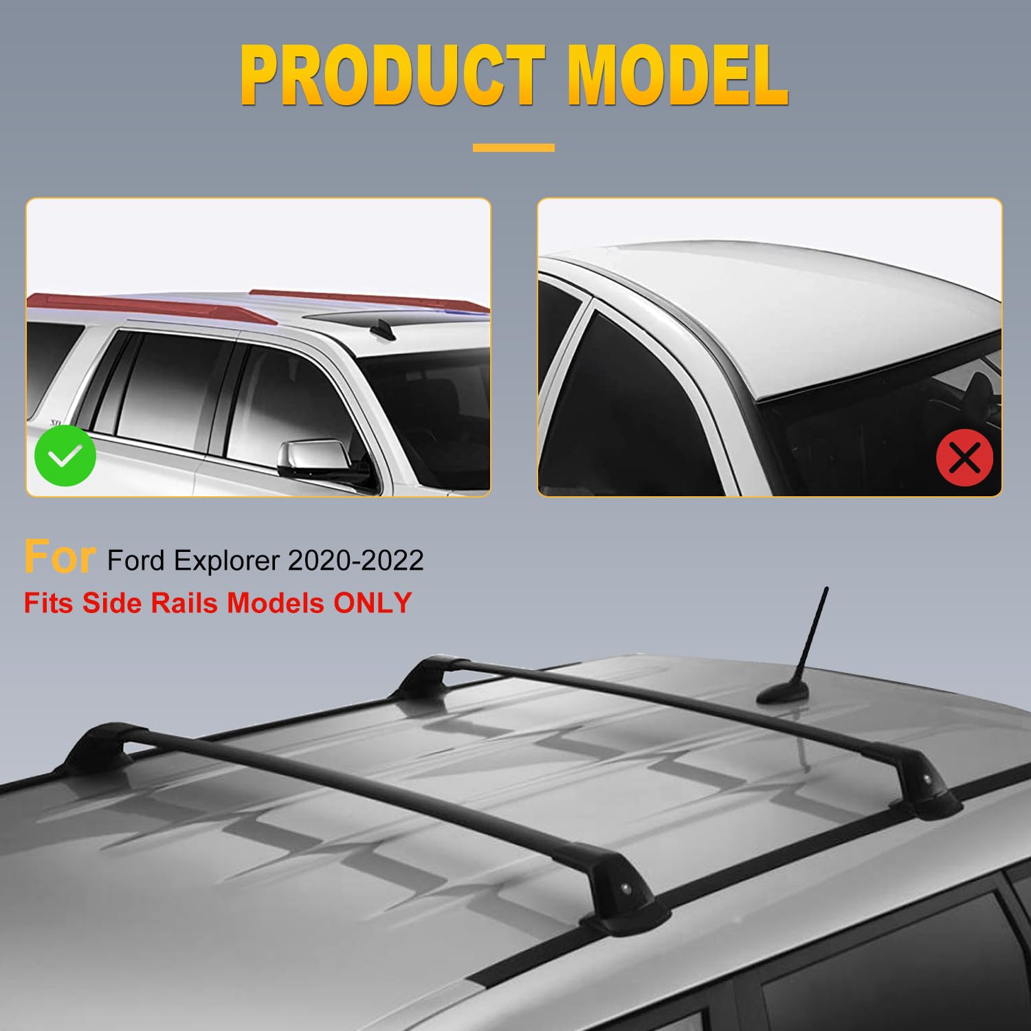 OCPTY Roof Rack Cross Bars for Ford Explorer 2020-2022 Luggage Racks Rooftop Cargo Carrier Bag Luggage Kayak Canoe Bike Snowboar