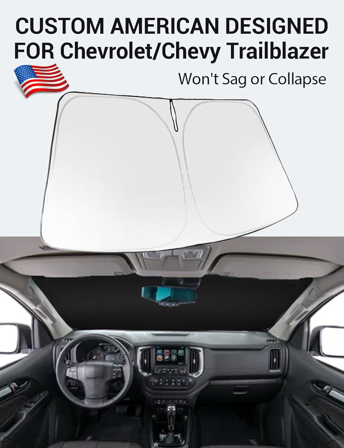 Proadsy 2025 Upgrade Windshield Sun Shade Custom Fit 2021-2023 2024 2025 Chevrolet/Chevy Trailblazer Foldable Front Sunshade Pro