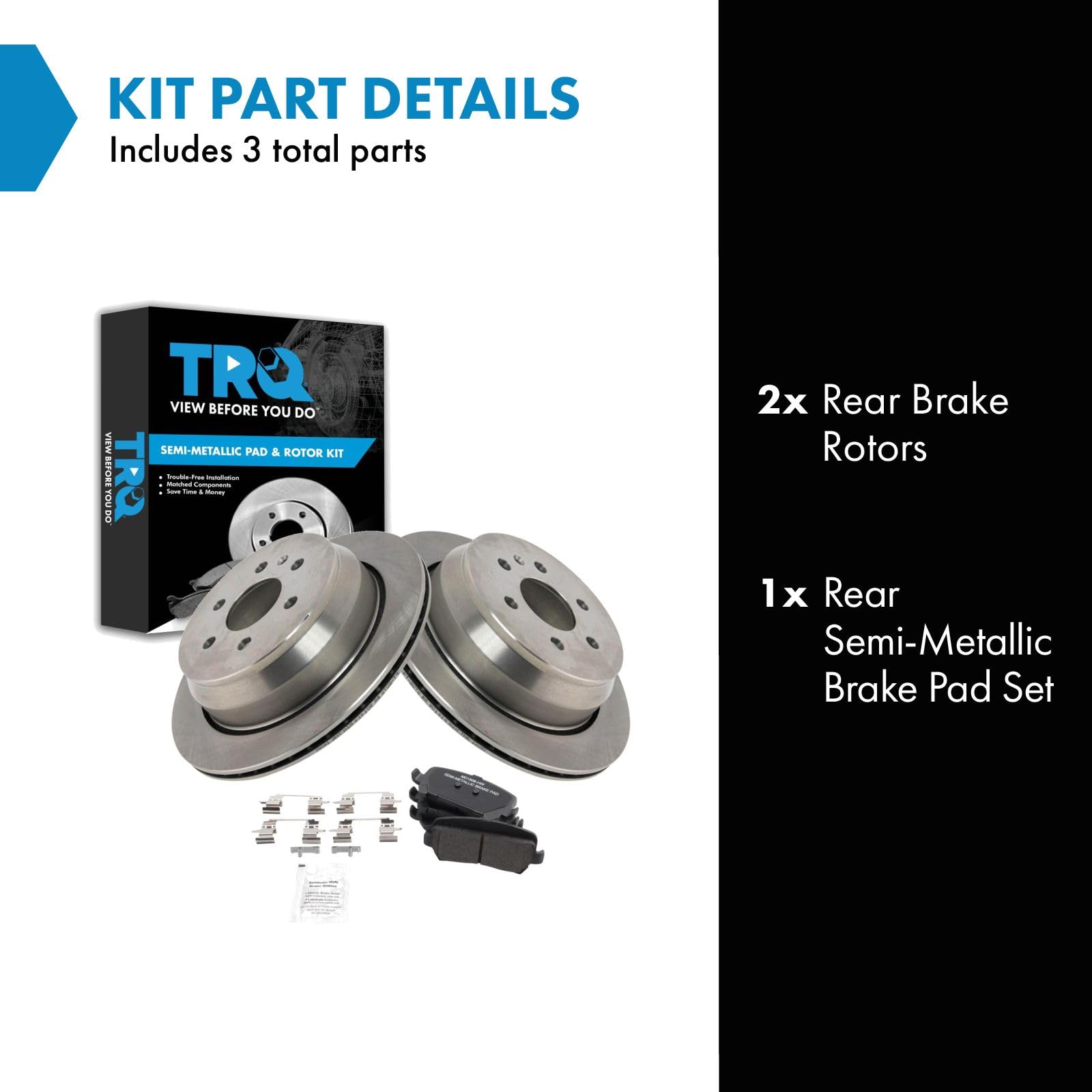 Trq Rear Brake Pad & Rotor Kit Brake Pads Brake Rotor Semi-Metallic Compatible With 2015-2019 Chevrolet Colorado Gmc Canyon