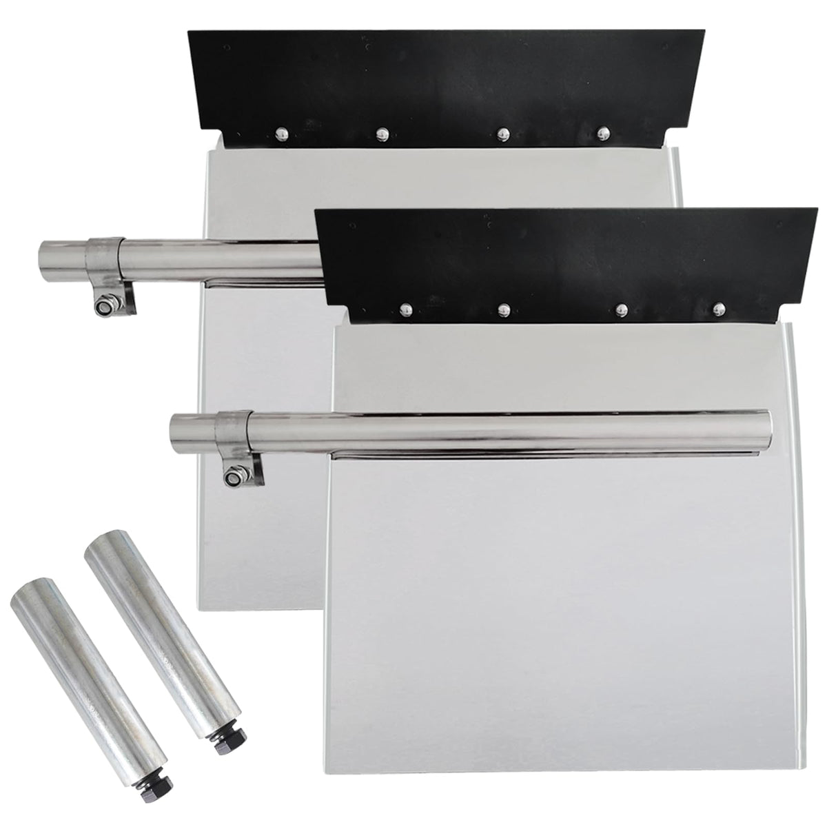 GaeaAuto 24''x24'' Stainless Steel Quarter Fender Set Mud Flap Hangers with Single Bolt Mounting Brackets fit for Semi Truck, 2P