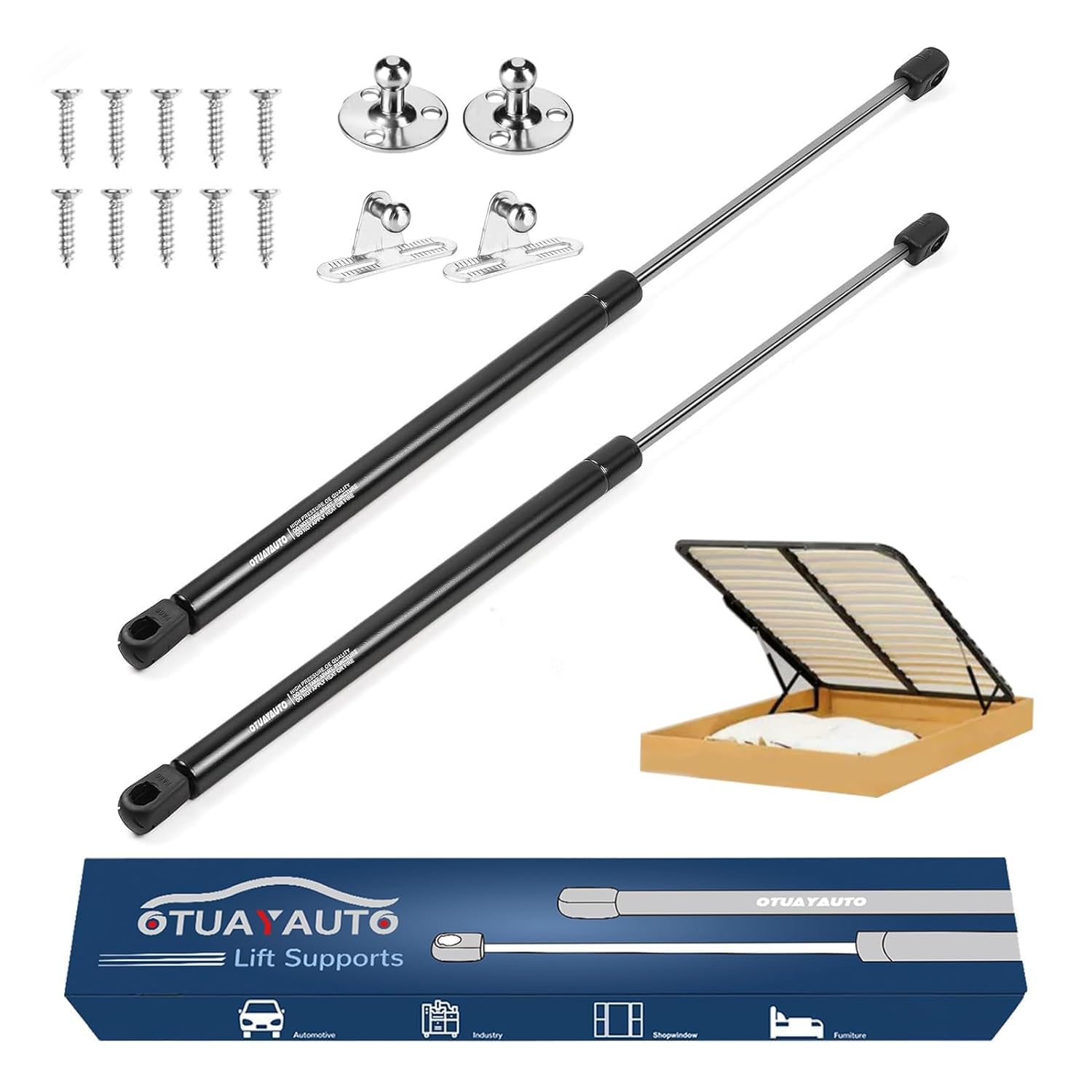 Otuayauto 20 Inch Gas Struts - 889N/200Lbs Universal Lift Support With Mounting Brackets - Gas Shocks For Tool Box Shock, Truck