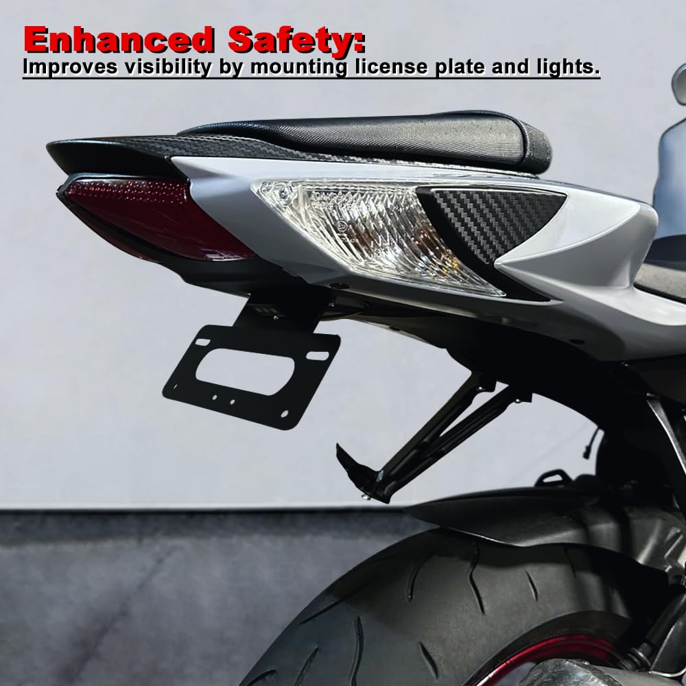 Xitomer Fender Eliminator Fit For Gsxr 600/Gsxr 750 L11 2024 2023 2022 2021 2020 2019 2018 2017 2016 2013-2024 Gsxr600 Tail Tidy, Fender Eliminator Bracket With Led License Plate Light (Black)