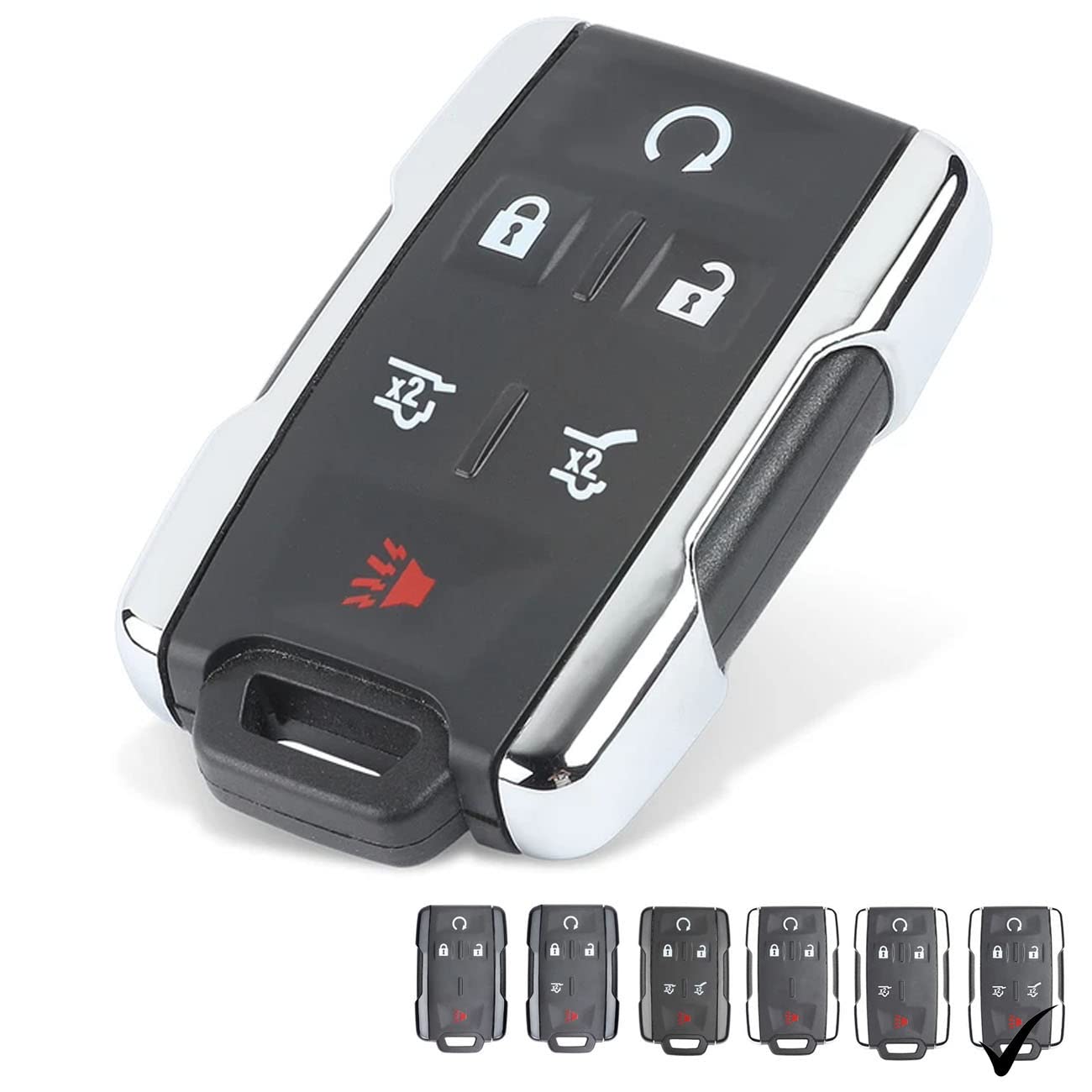 Replacement Key Fob Case Cover Fit for Chevy Tahoe Suburban GMC Yukon Smart Remote Control Key Fob Shell (Silver-6 Buttons)