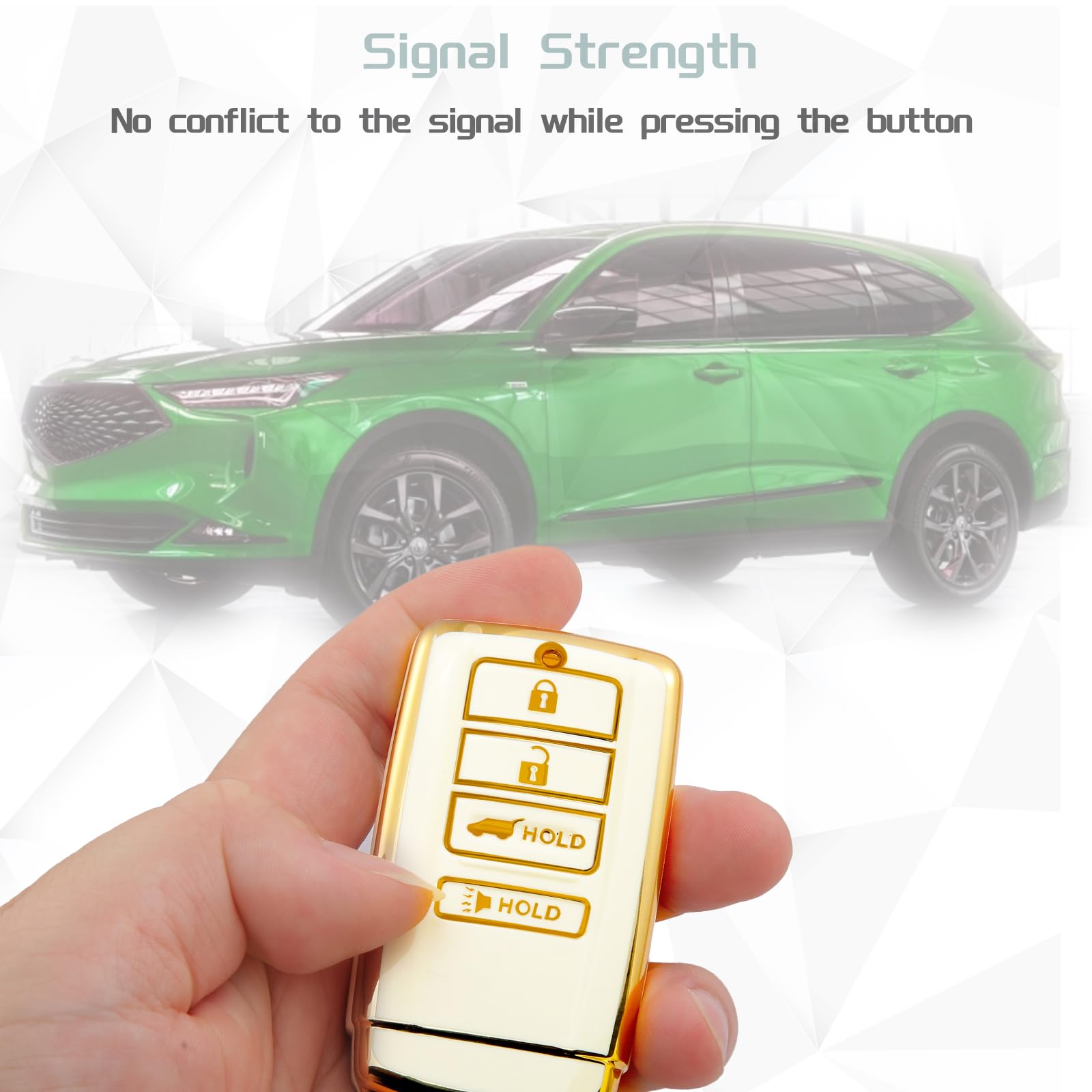 Keycov Key Fob Cover For Accessories Keychain Keyshell Ring Case Compatible With Cdx Nsx Rdx Rlx Tlx Tlx-L. Protector(White)