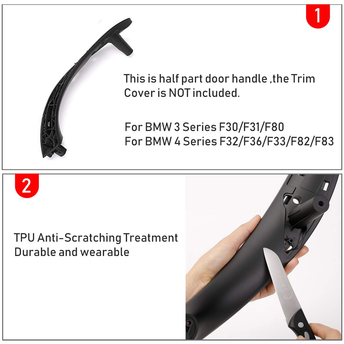 Jaronx For Bmw 3/4 Series Door Handle, Inner Door Supprot Handle Pull Strap Grab Cover Passenger Side Right Front Armrest Bracke