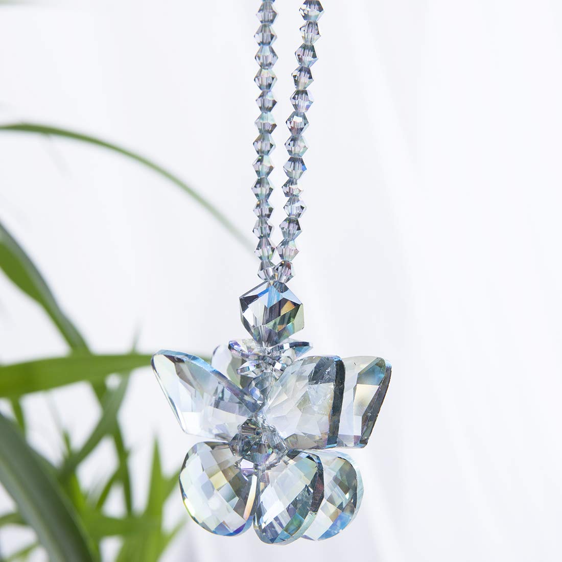 H&D Hyaline & Dora Crystal Glass Butterfly Car Key Charm Mirror Hanging Ornaments Gift (Butterfly-1)