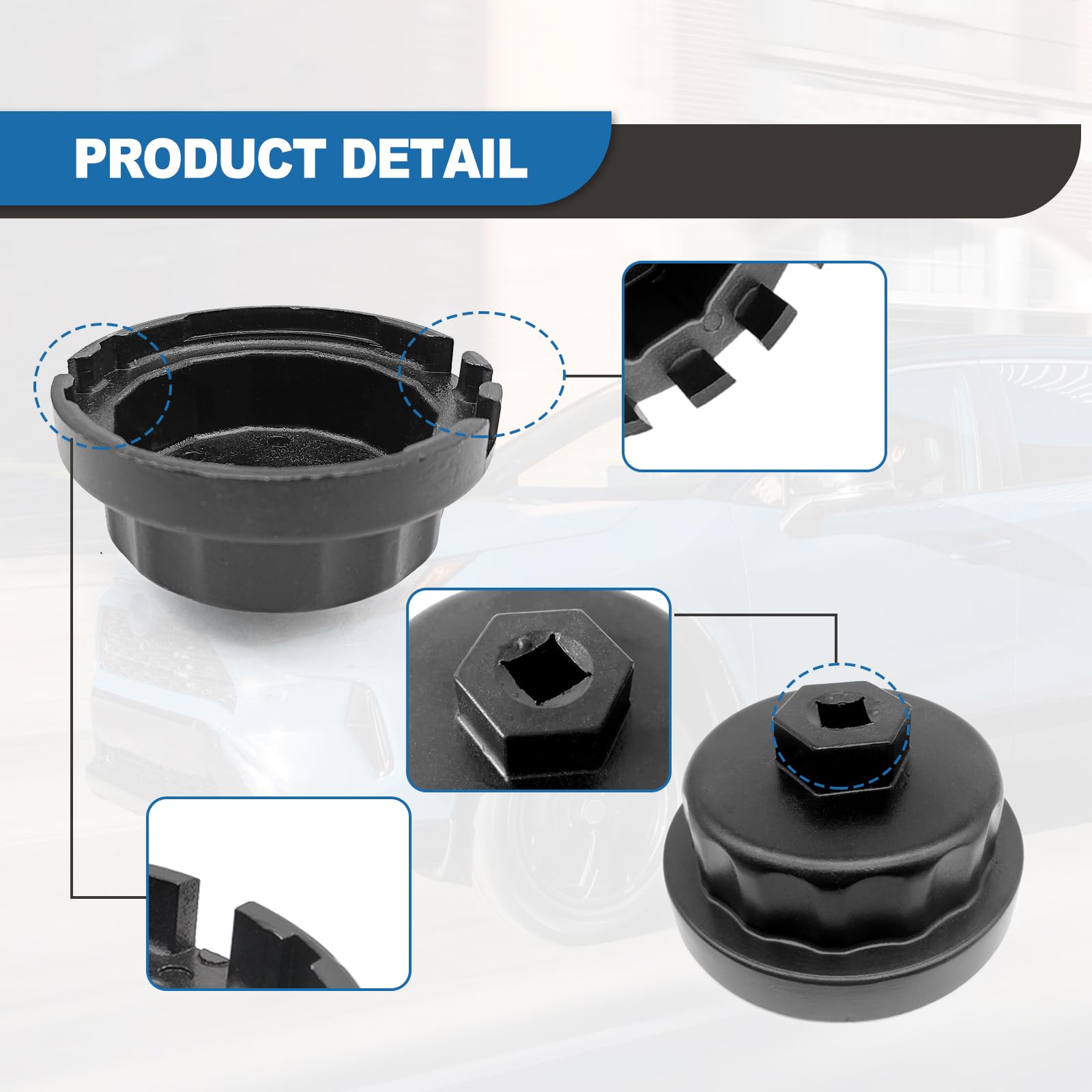 CmeRto Oil Filter Cap Removal Tool - Heavy Duty Alloy Steel for Toyota, Lexus, RAV4, Camry, Tundra, 2.5L-5.7L Cartridge