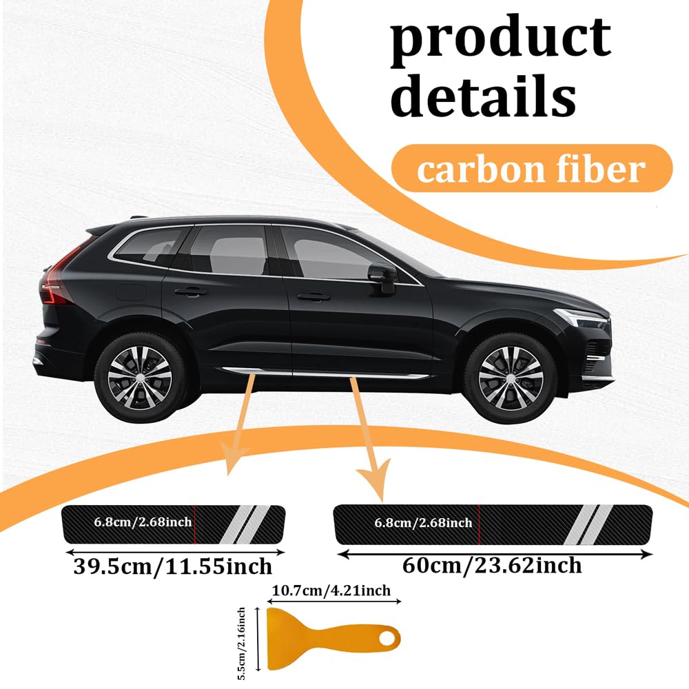 RGOAANC 4Pcs Car Door Sill Protectors, Anti Kick Pad Stickers, Carbon Fiber Threshold Cover Strips for Door Edge & Bumper (White