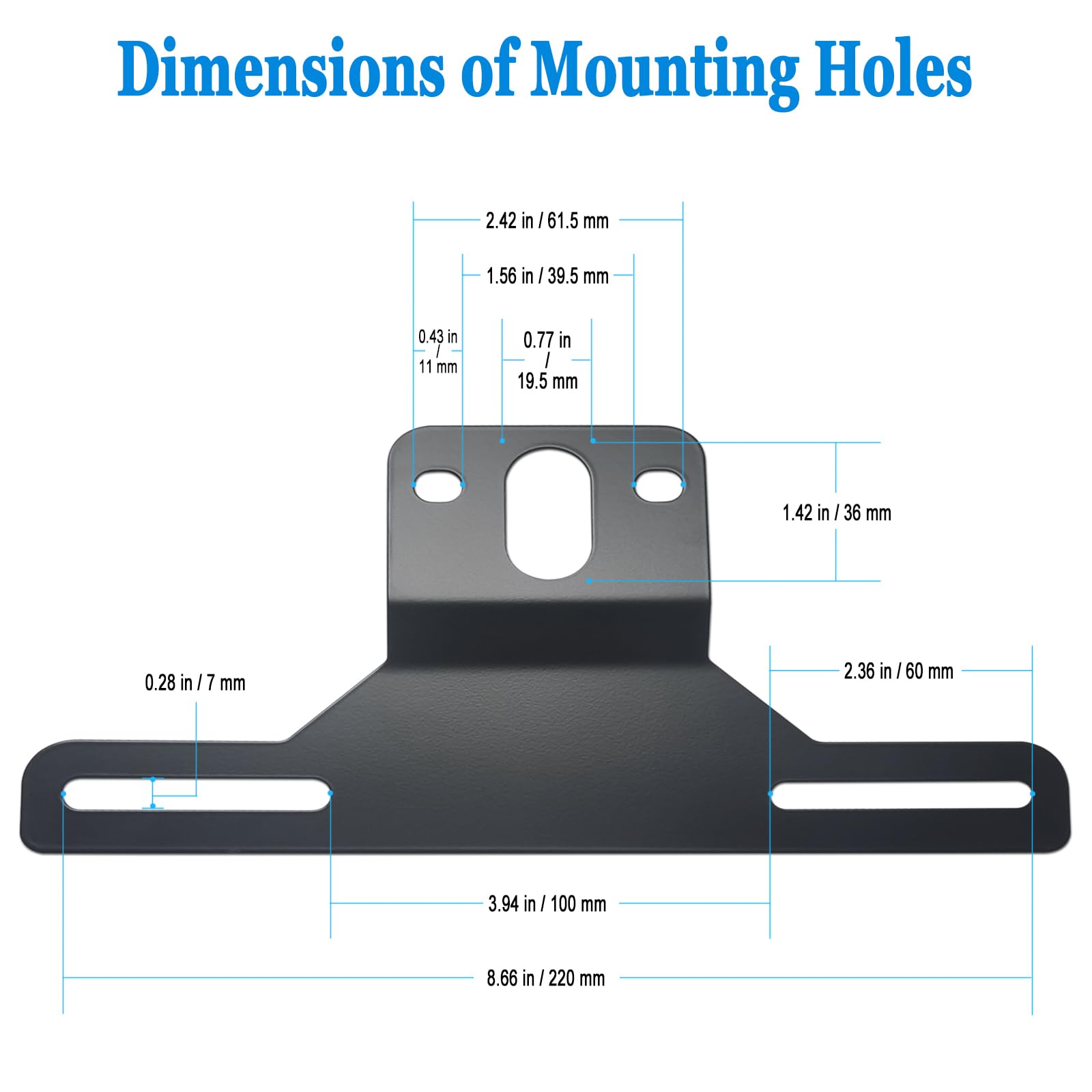ZXFOOG Trailer License Plate Bracket Holder- Black Stainless Steel Metal Car Tag Frame for Truck/RVs/Boats, Universal License Pl