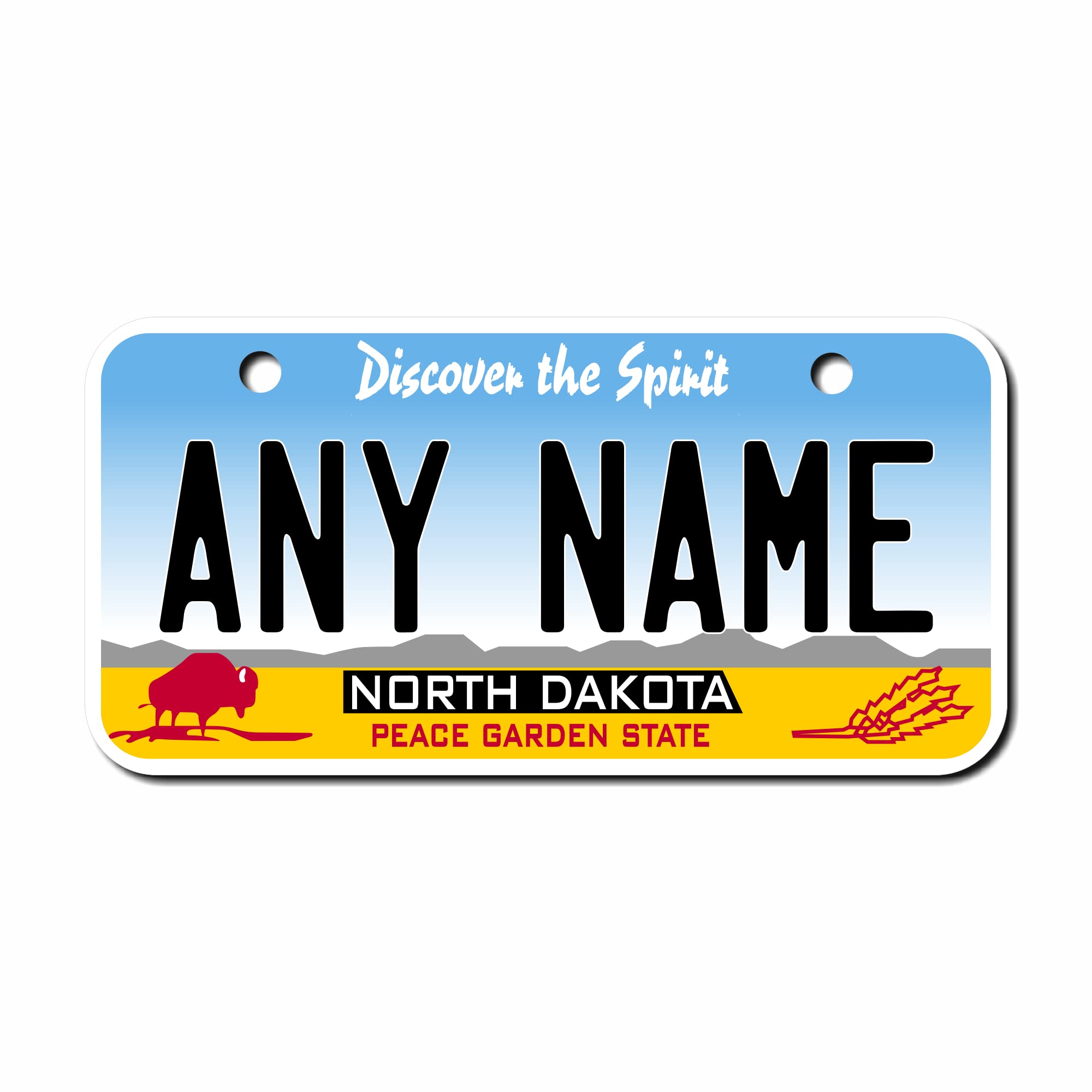Teamlogo Personalized North Dakota License Plate - Sizes For Kid 'S Bikes, Cars, Trucks, Cart, Key Rings Version 1 (3 X 6 Alumin